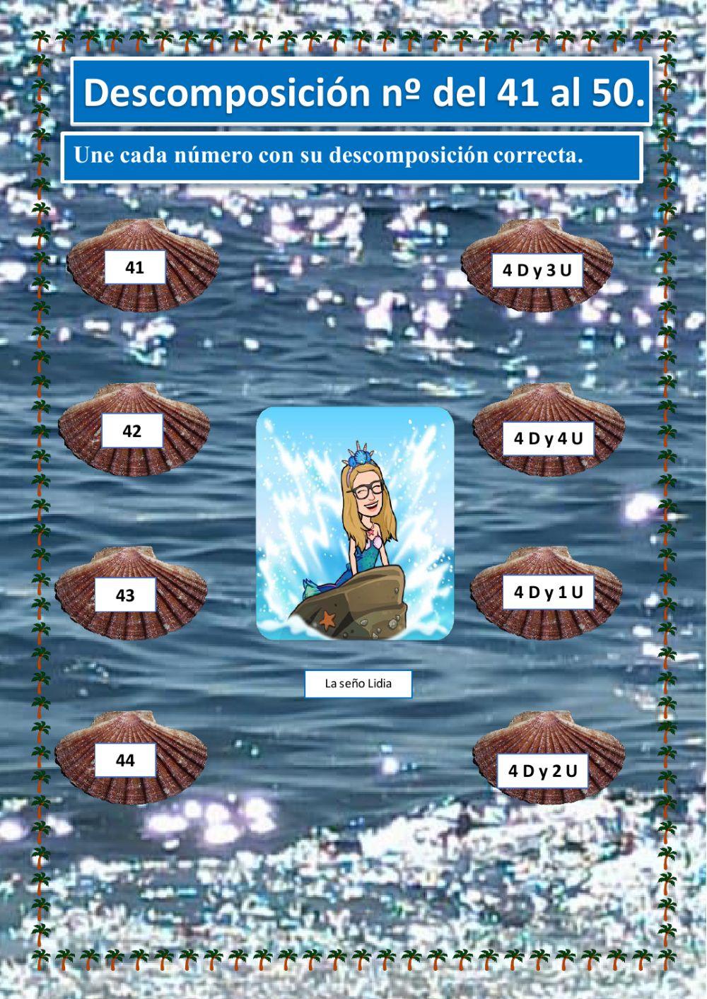 Descomposición de números del 41 al 50.