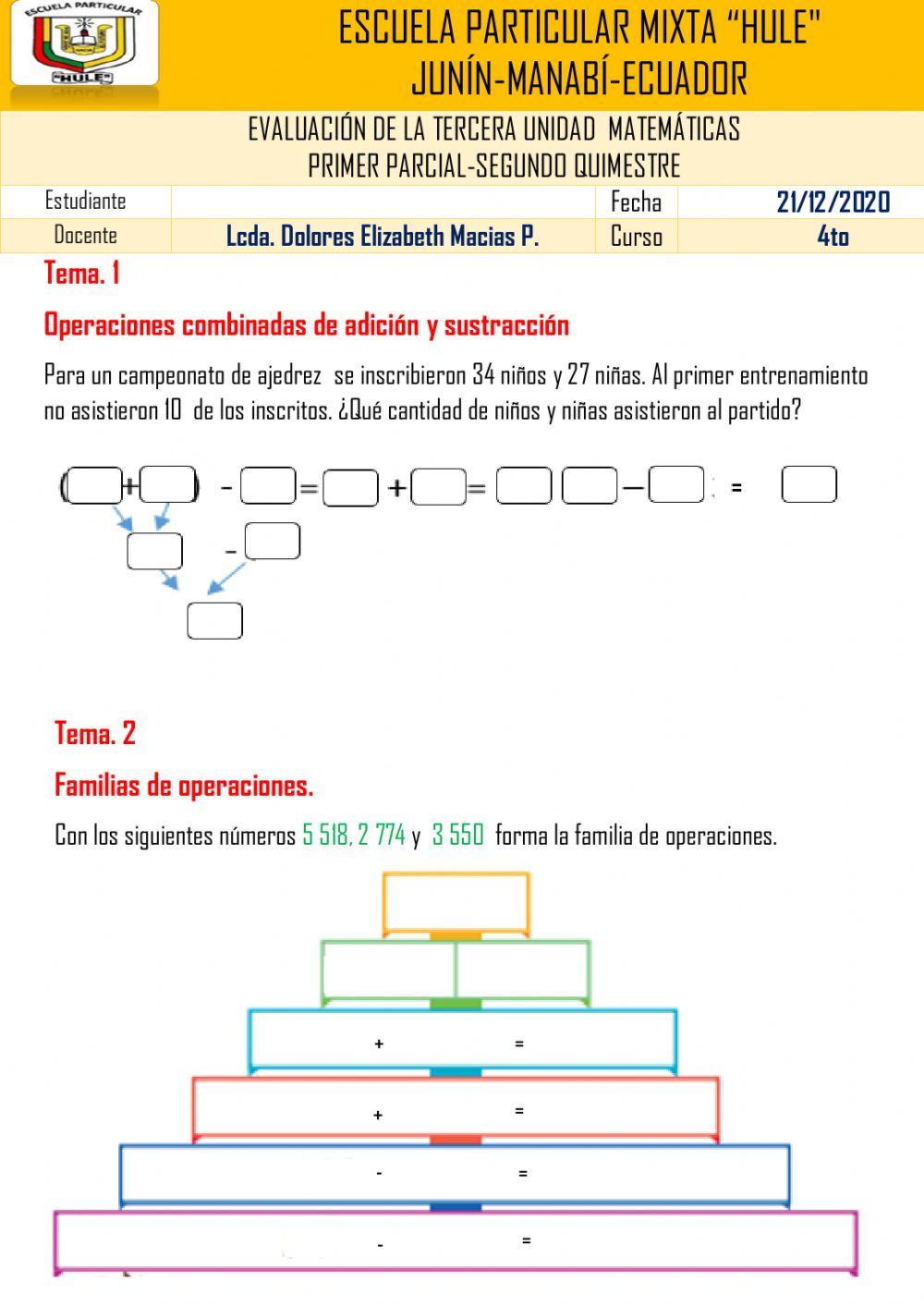 Evalucion de matemticas