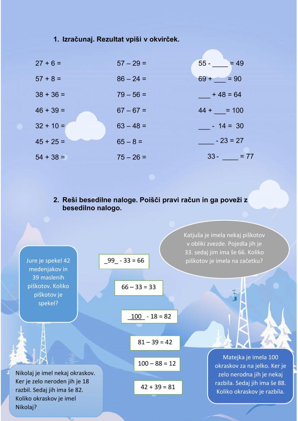 Računanje do 100 s prehodom