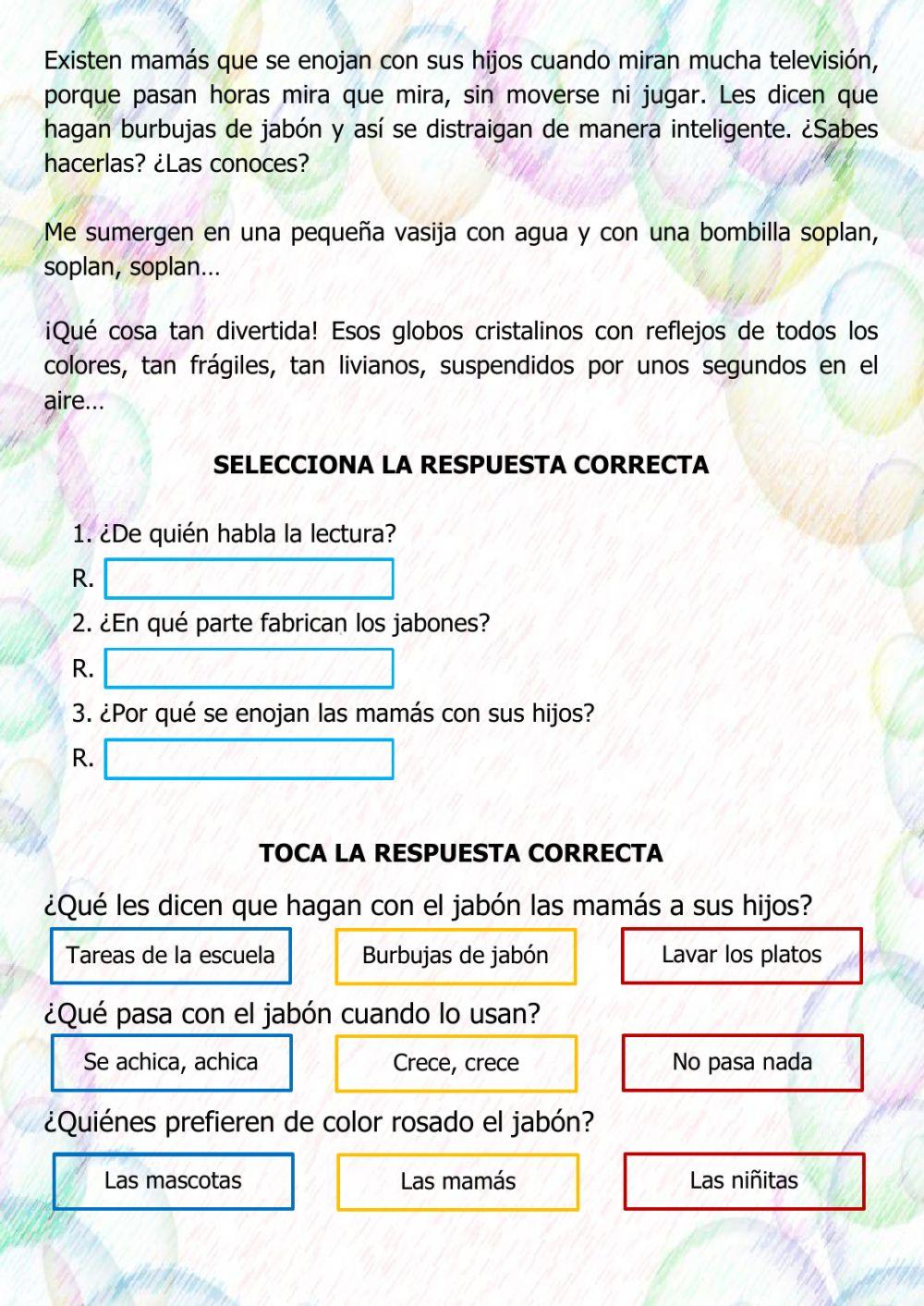 Comprensión de lectura 3º