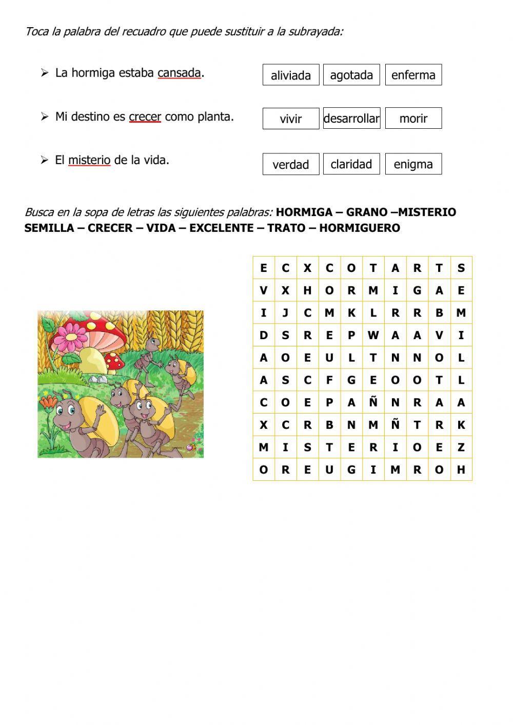 Comprensión de lectura 4º