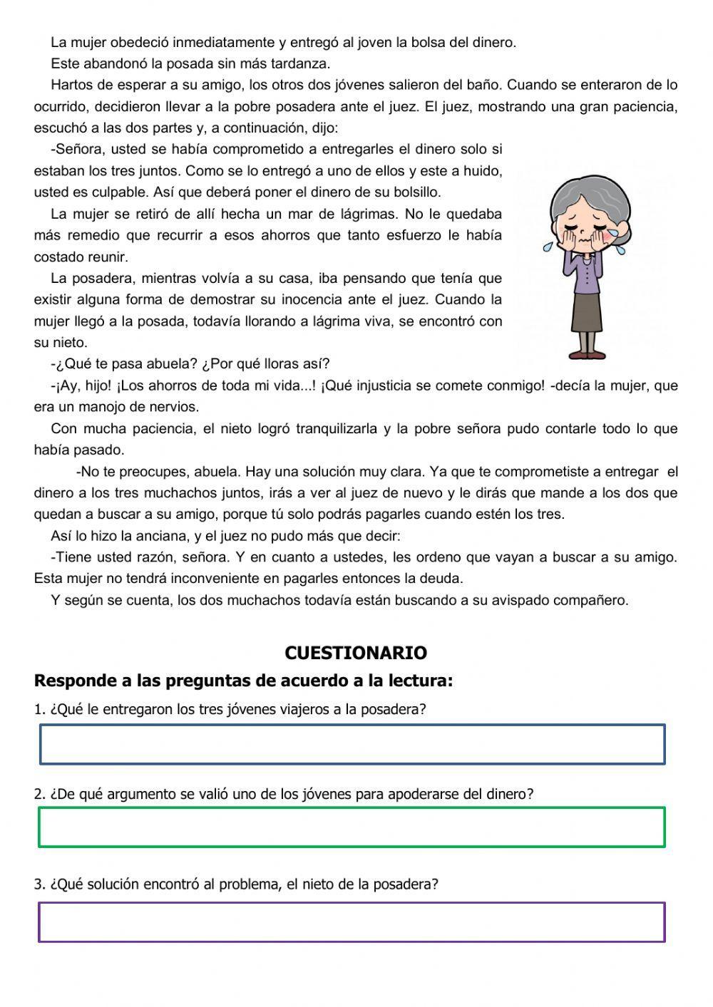 Comprensión de lectura 5º