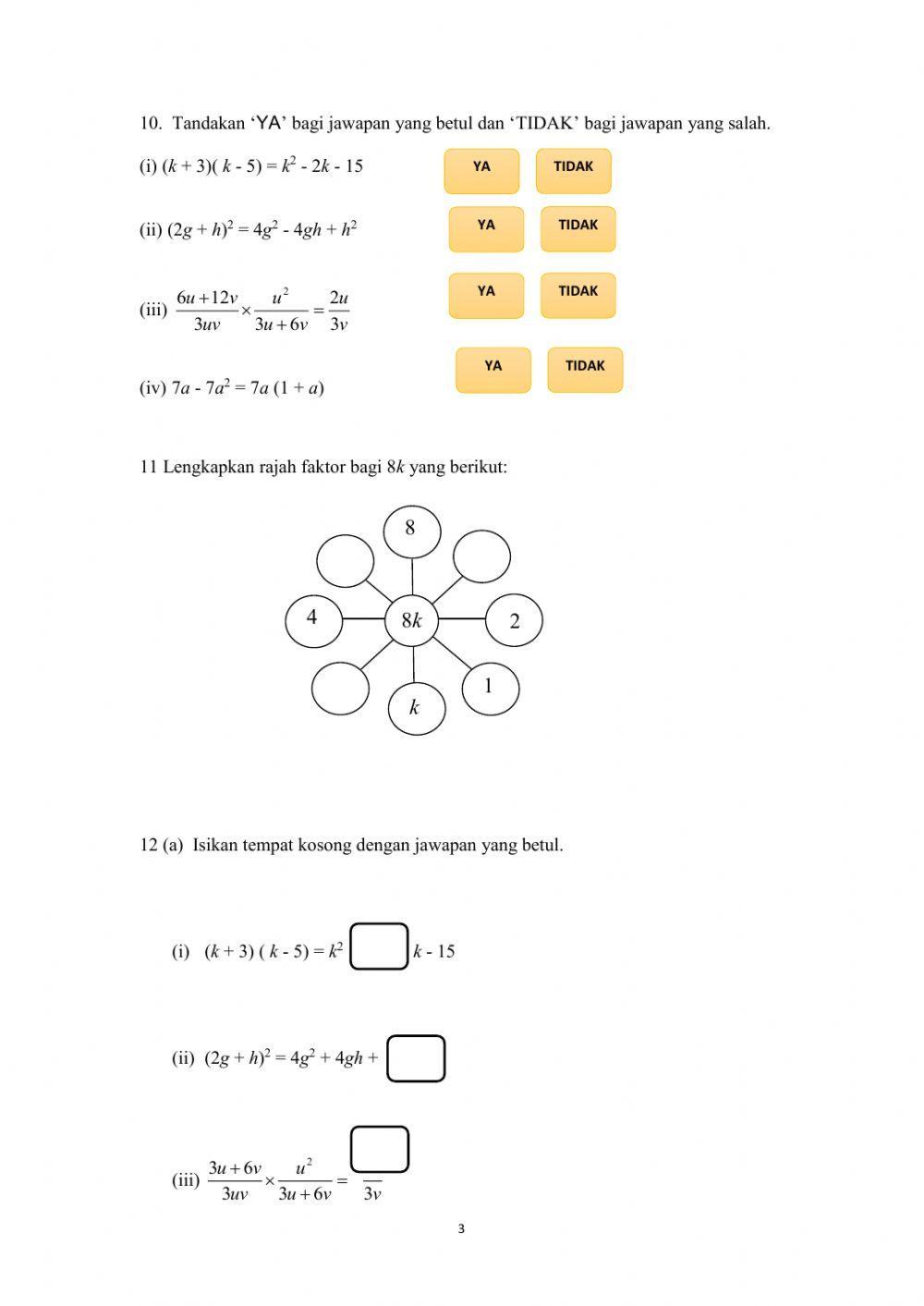Pra-peperiksaan matematik tingkatan 2