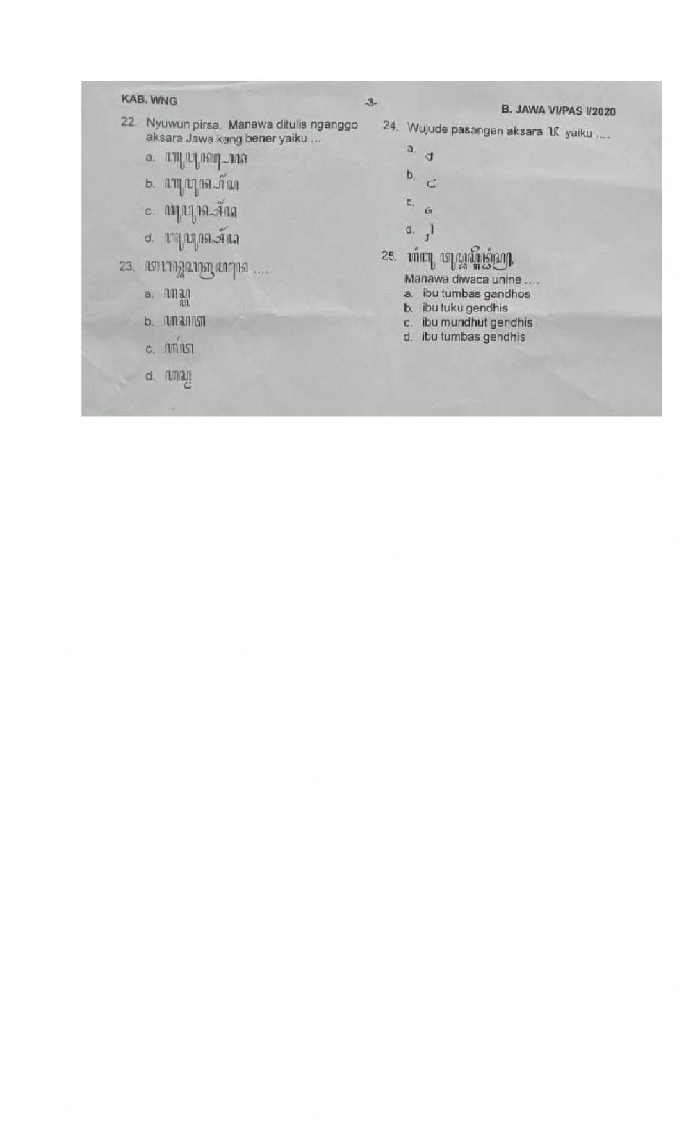 Soal pas bahasa jawa