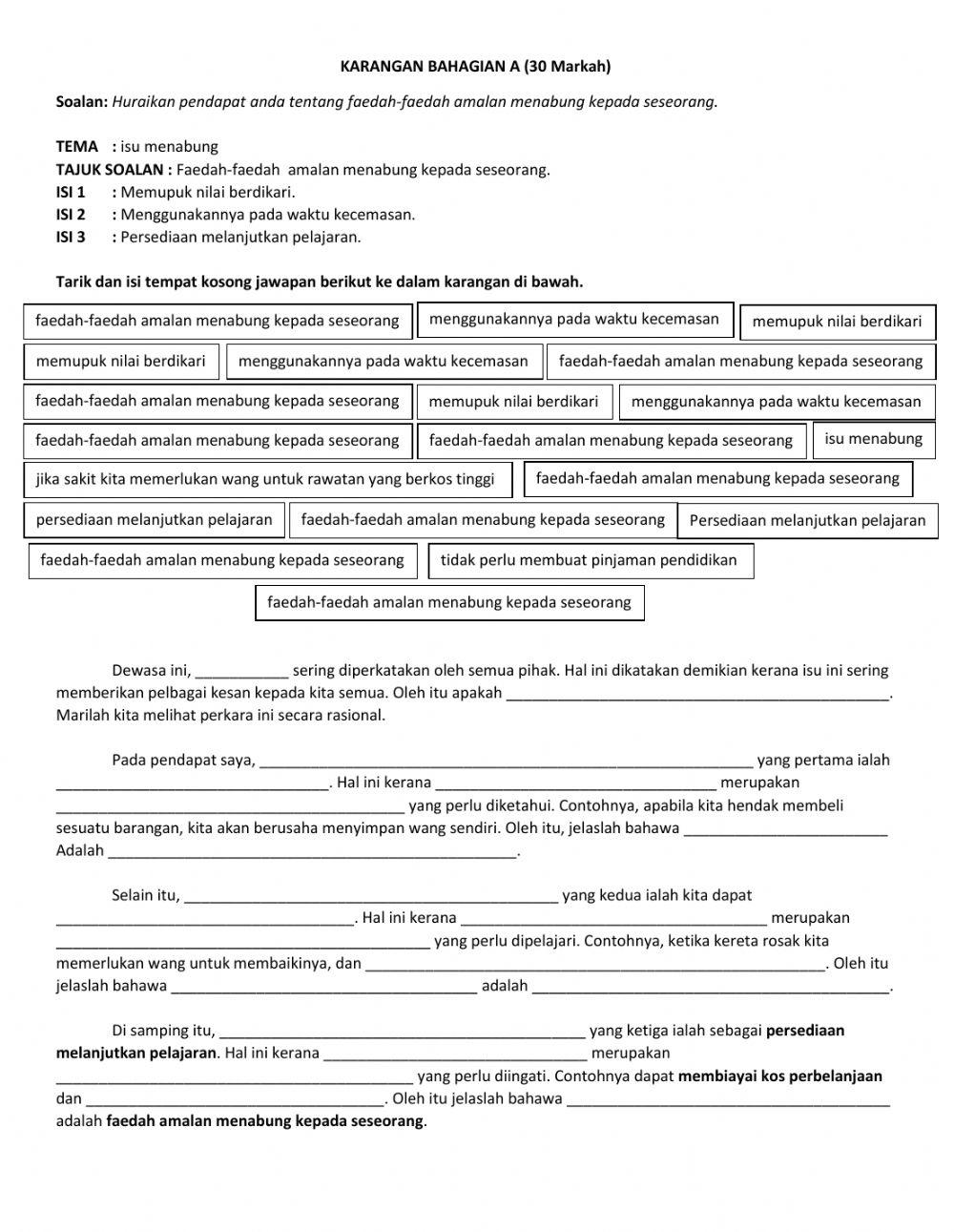 Karangan - Faedah-faedah Amalan Menabung kepada Seseorang