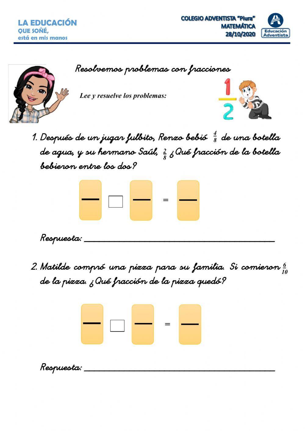 Problemas de fracciones