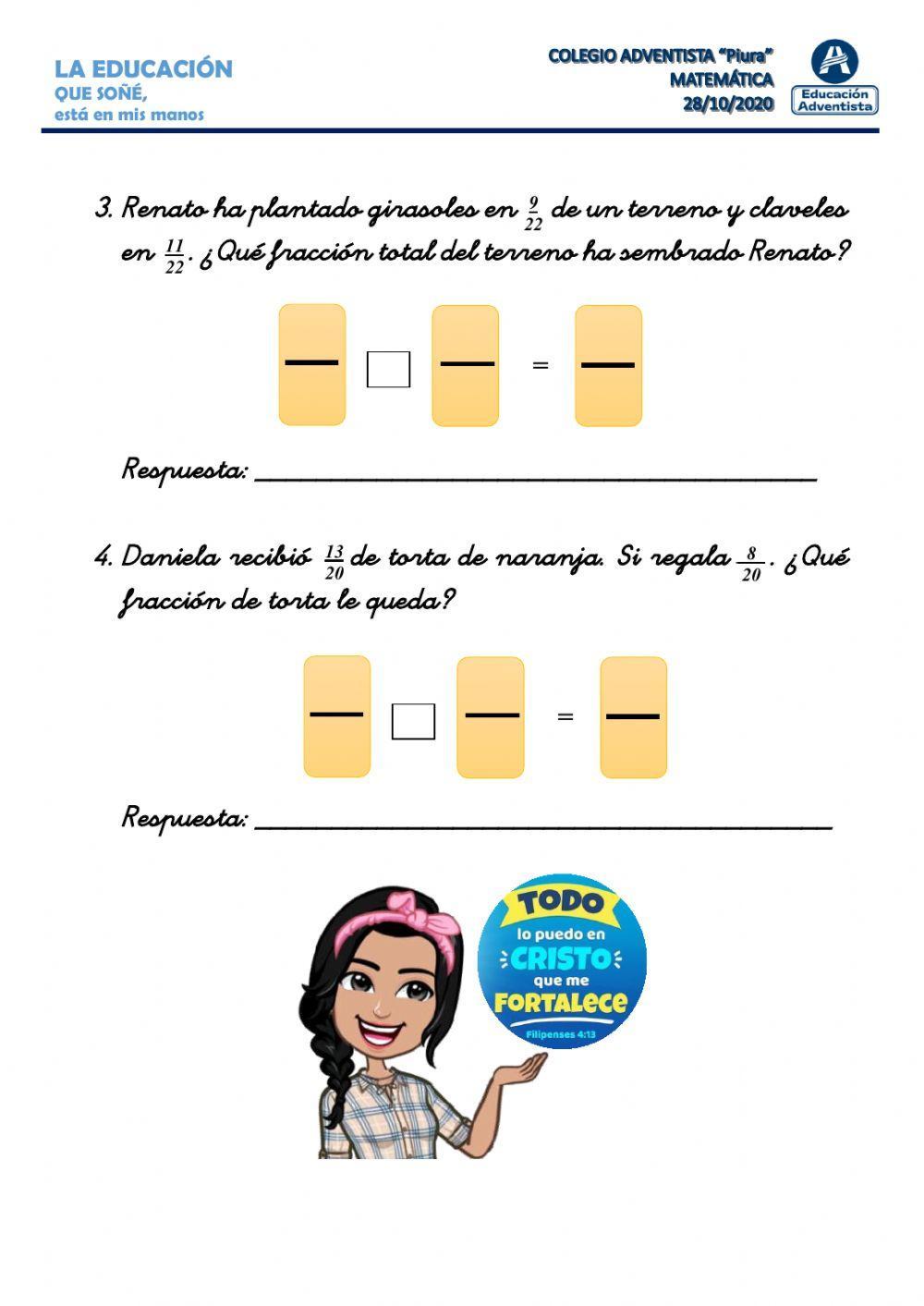 Problemas de fracciones