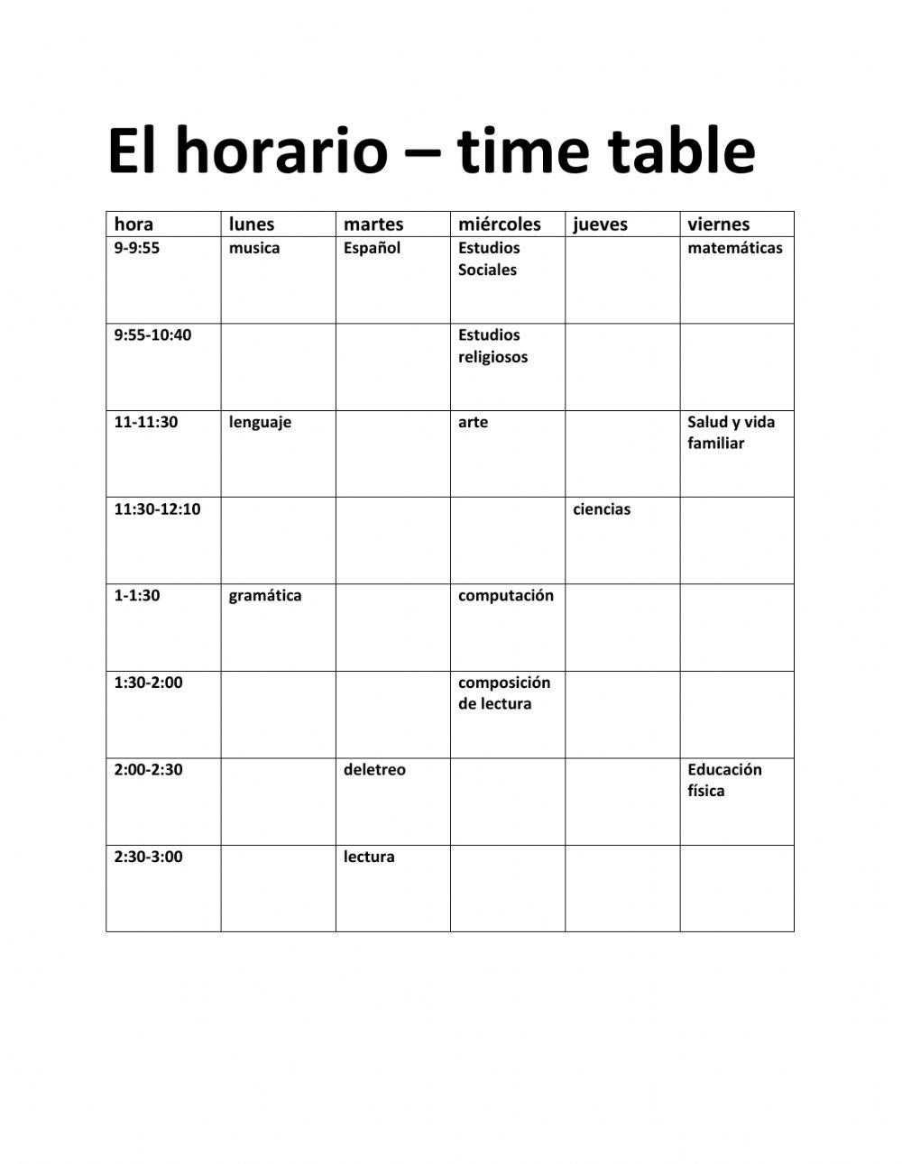 Las Asignaturas Escolares