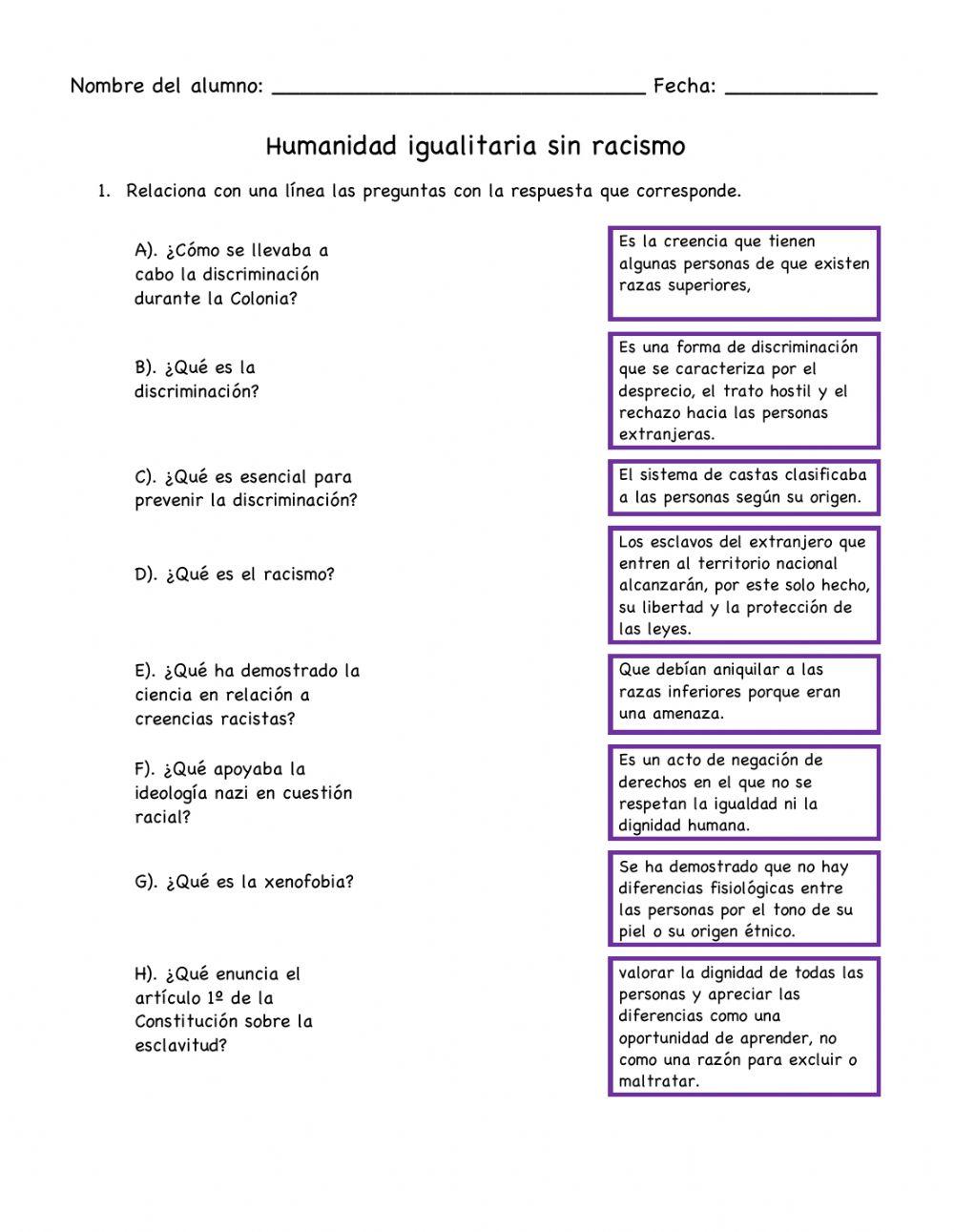 Humanidad igualitaria sin racismo