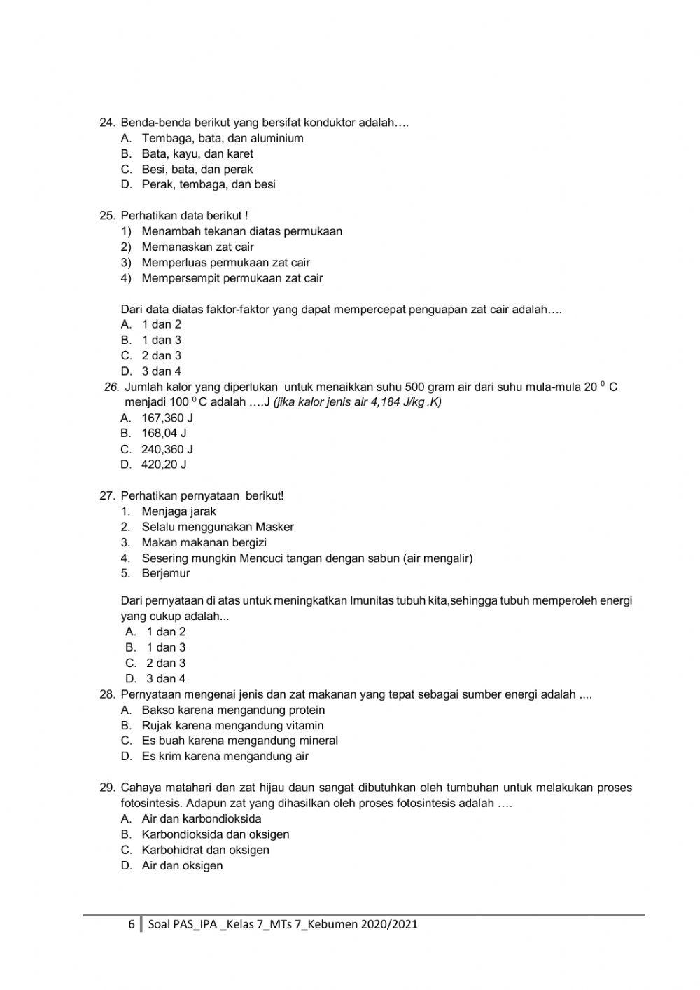 Soal pas ipa gasal kelas7 2020-2021