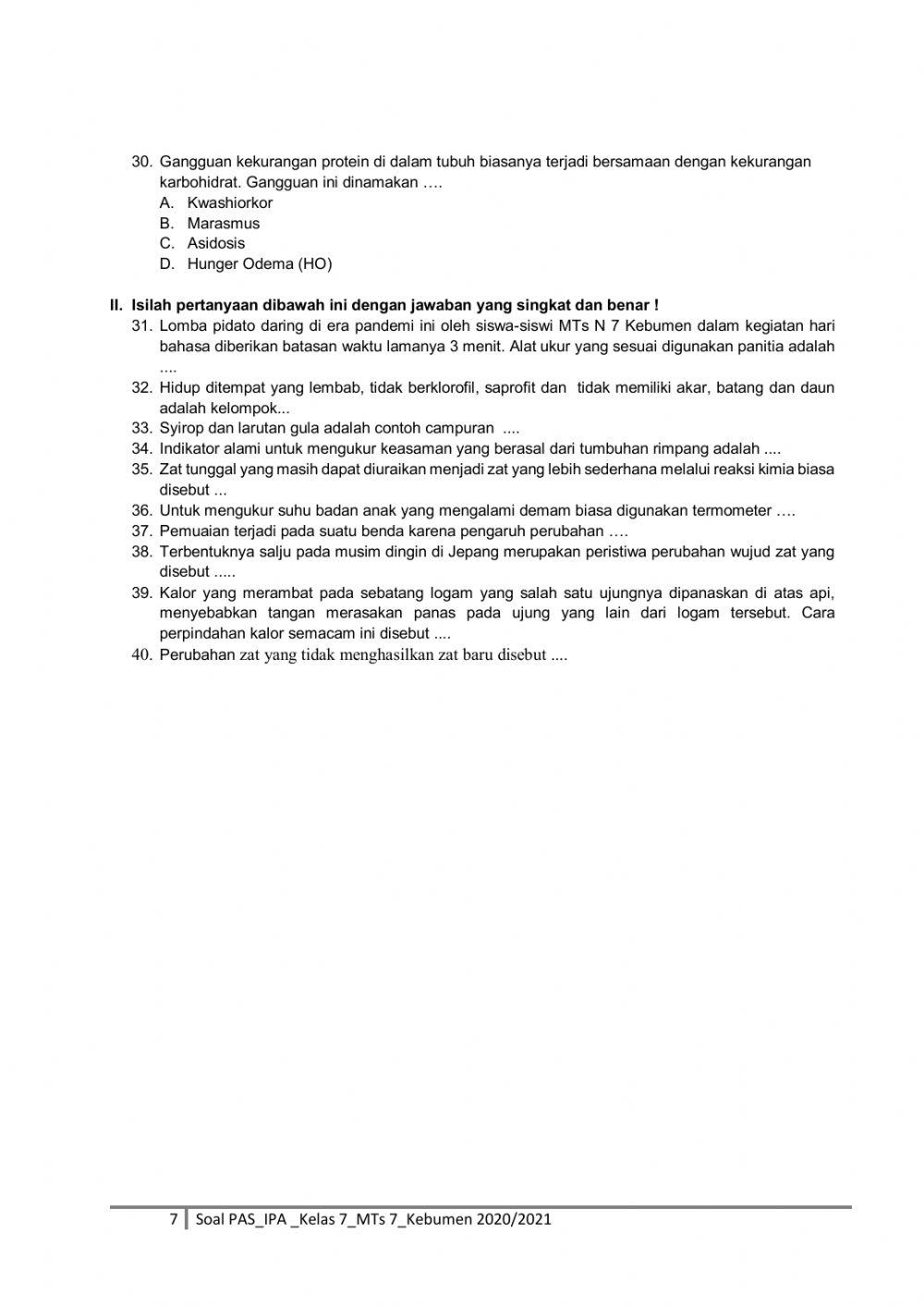 Soal pas ipa gasal kelas7 2020-2021