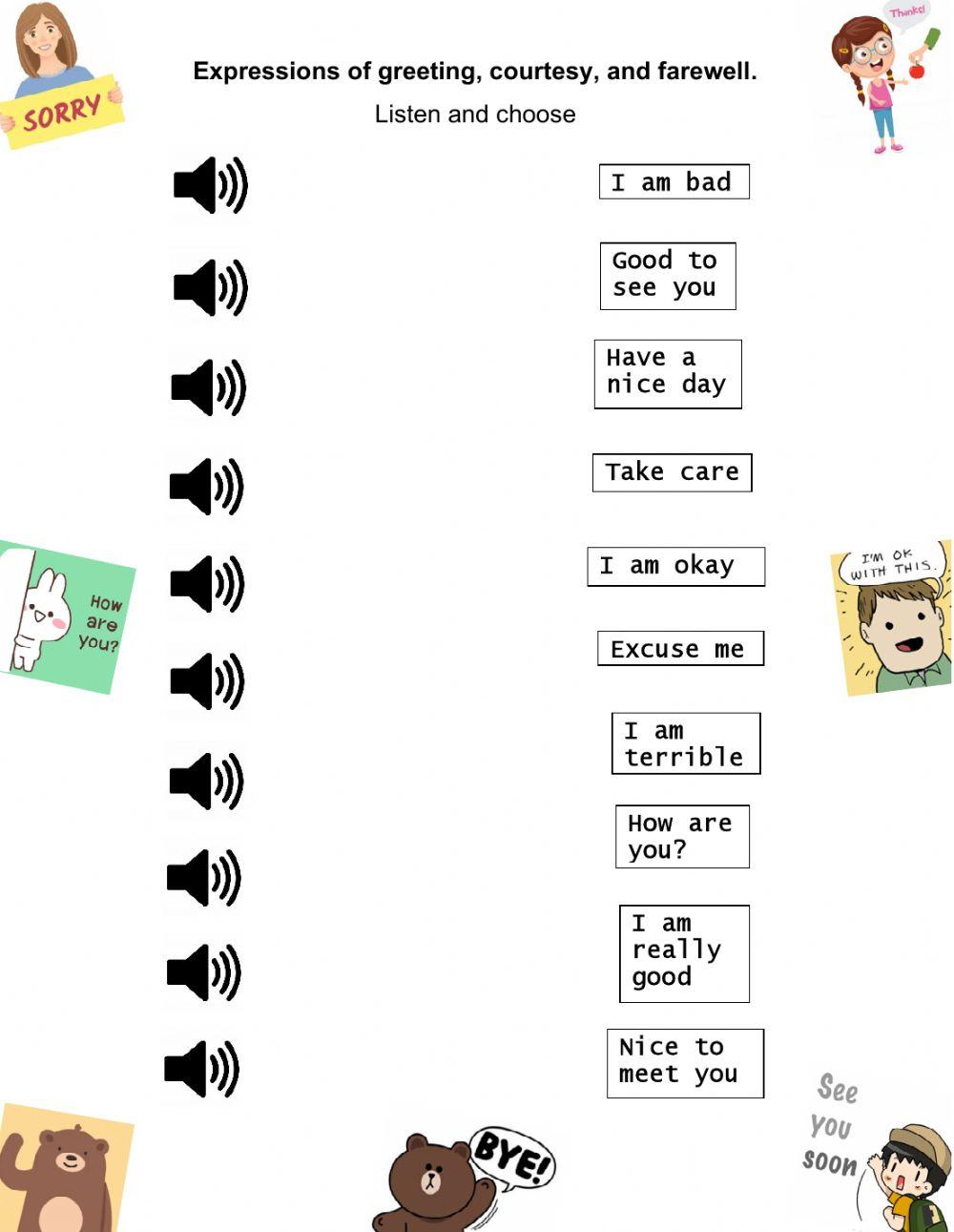 Actividad 7 - Expresiones de saludo, cortesía y despedida