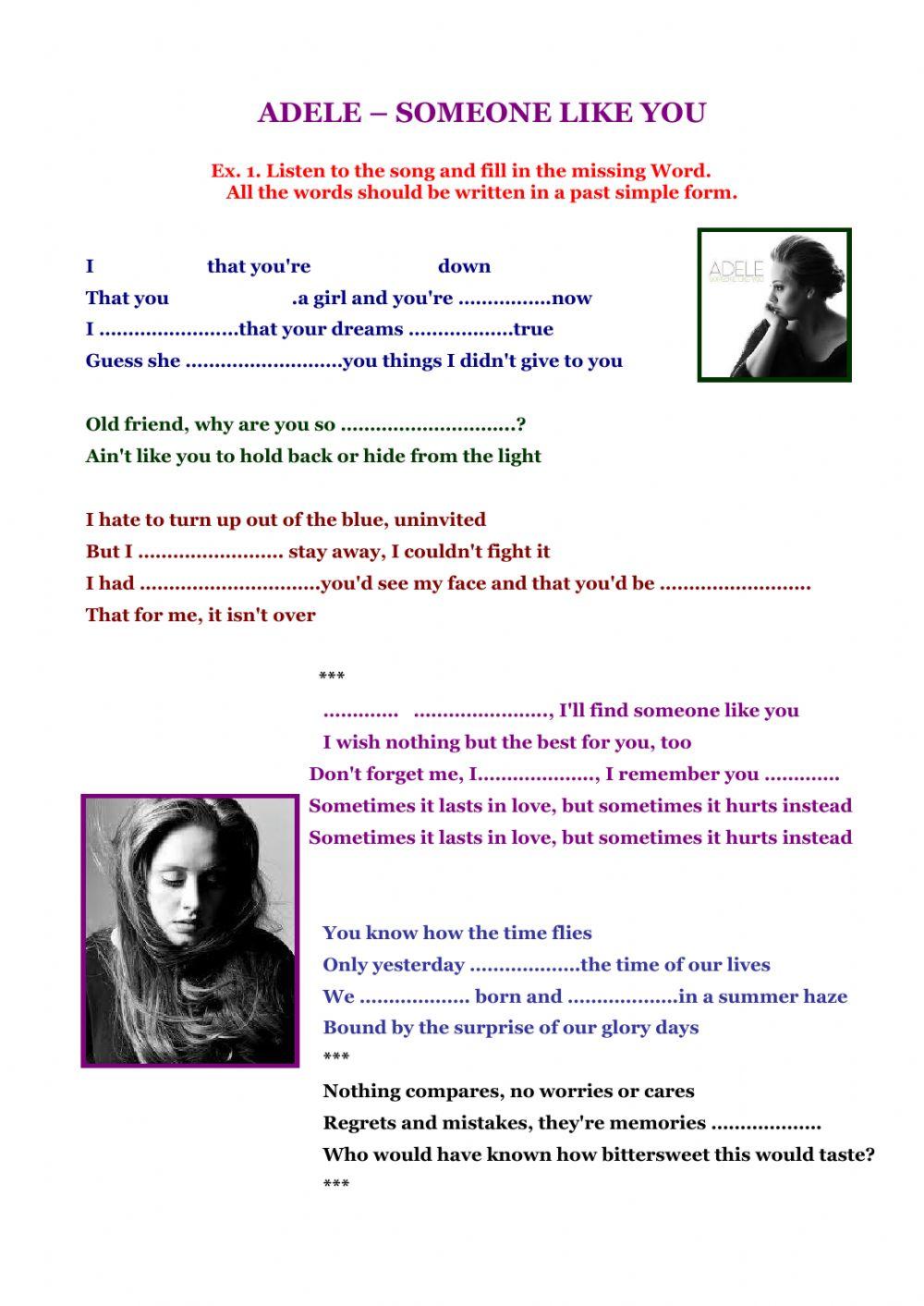 Listening comprehension - Someone like you -