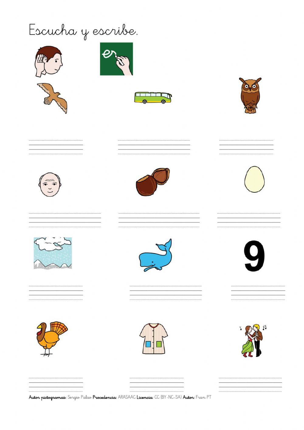 Escribir palabras con b o v.(con sonido)