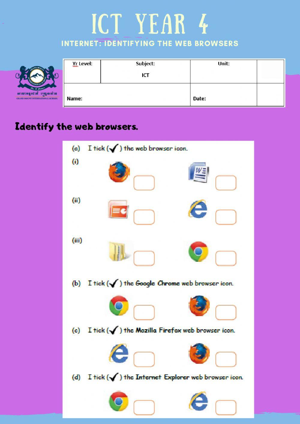 Internet: Identify the web browsers