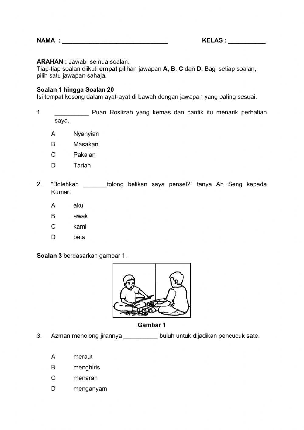 Bahasa Melayu Pemahaman