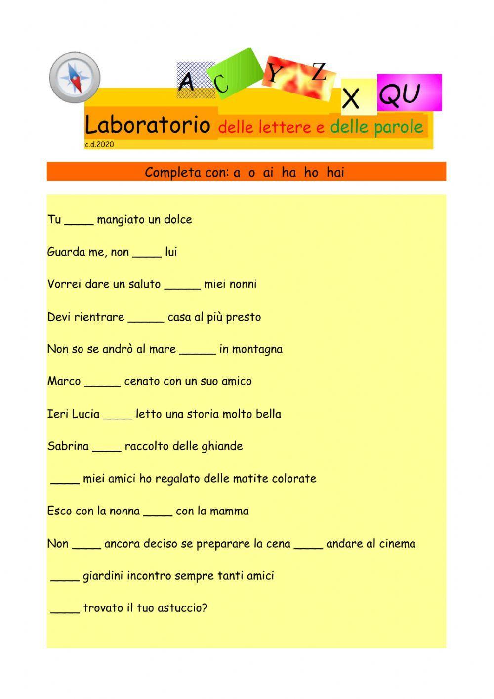 completa con H o senza