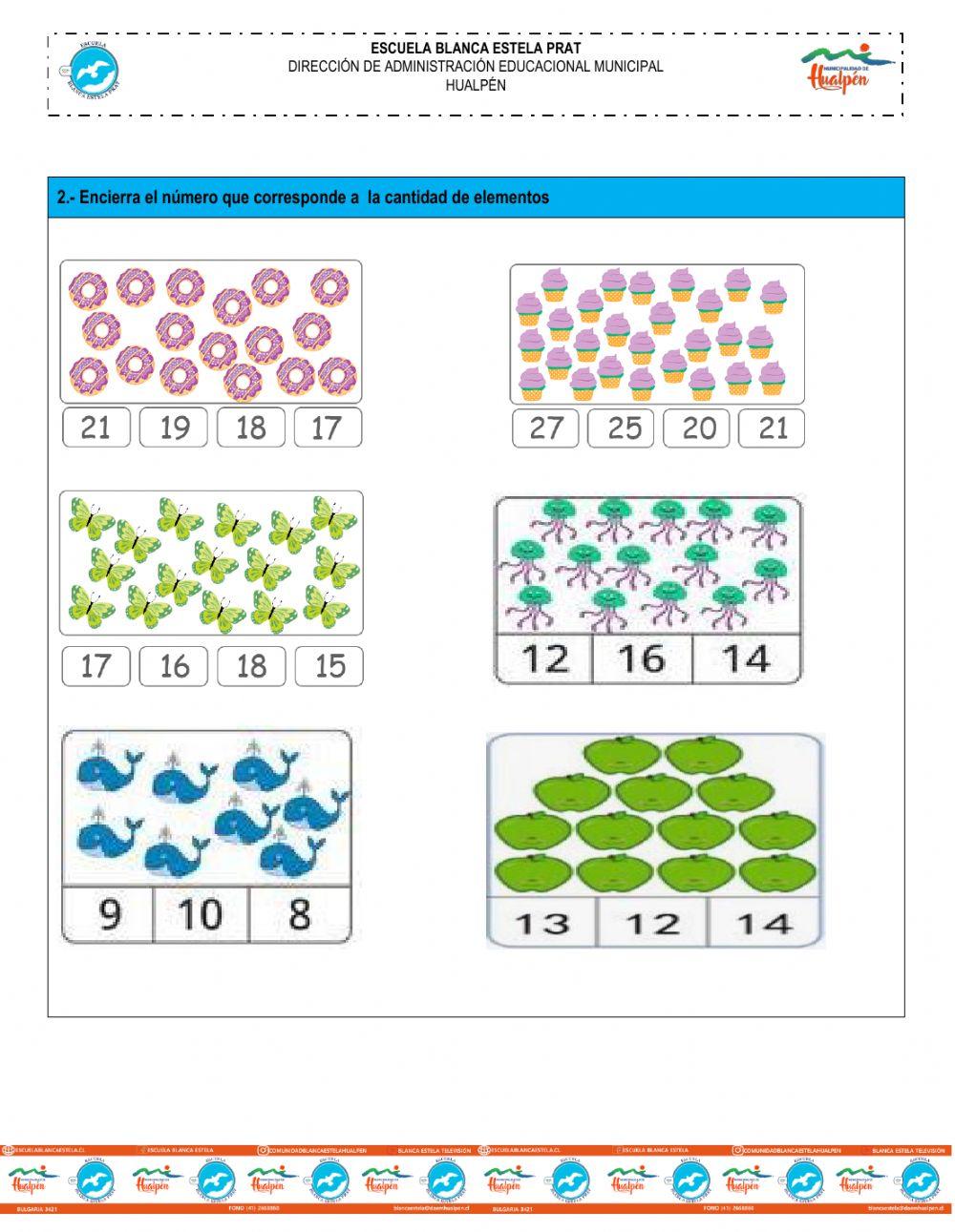 Evaluación de matemáticas de 2 año