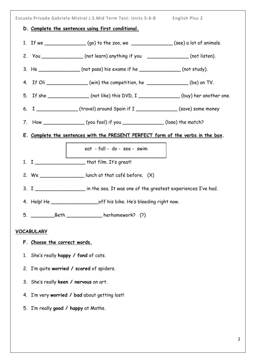 Final Test English Plus 2