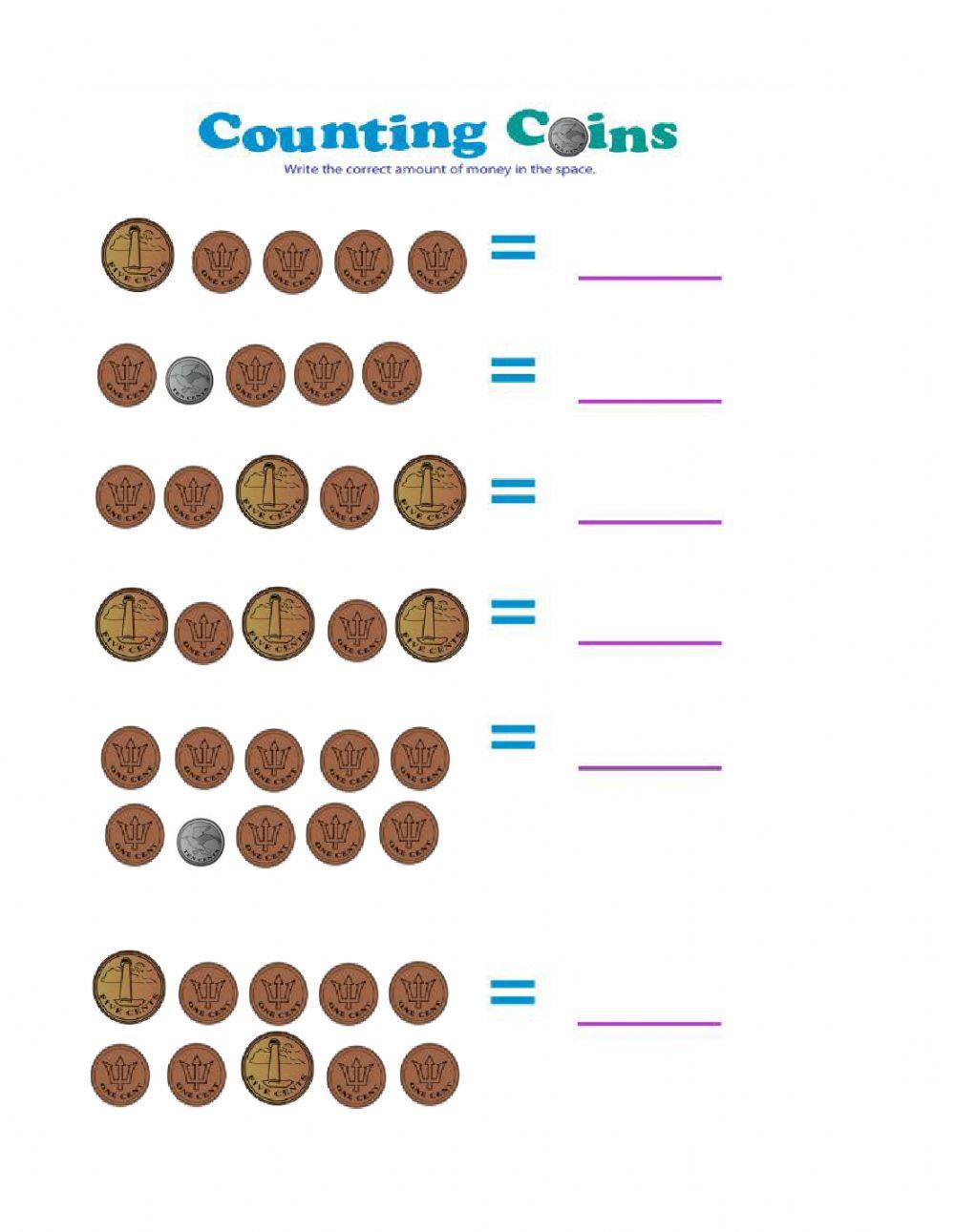 Counting Coins (Barbados Currency) worksheet Live Worksheets