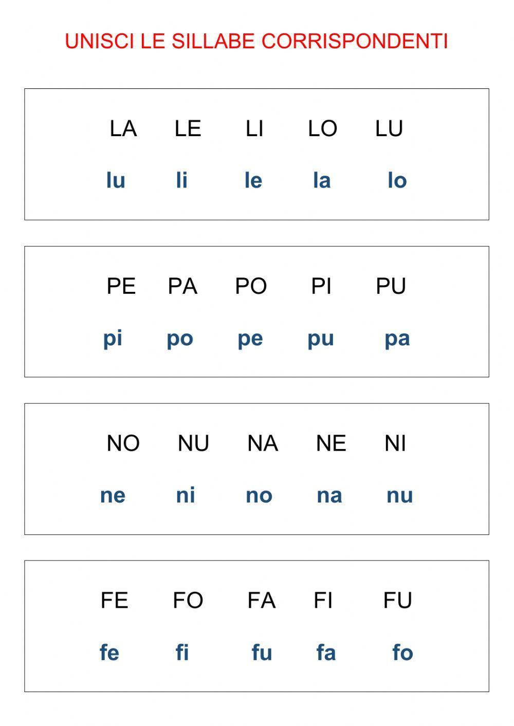 Unisci le sillabe gemelle