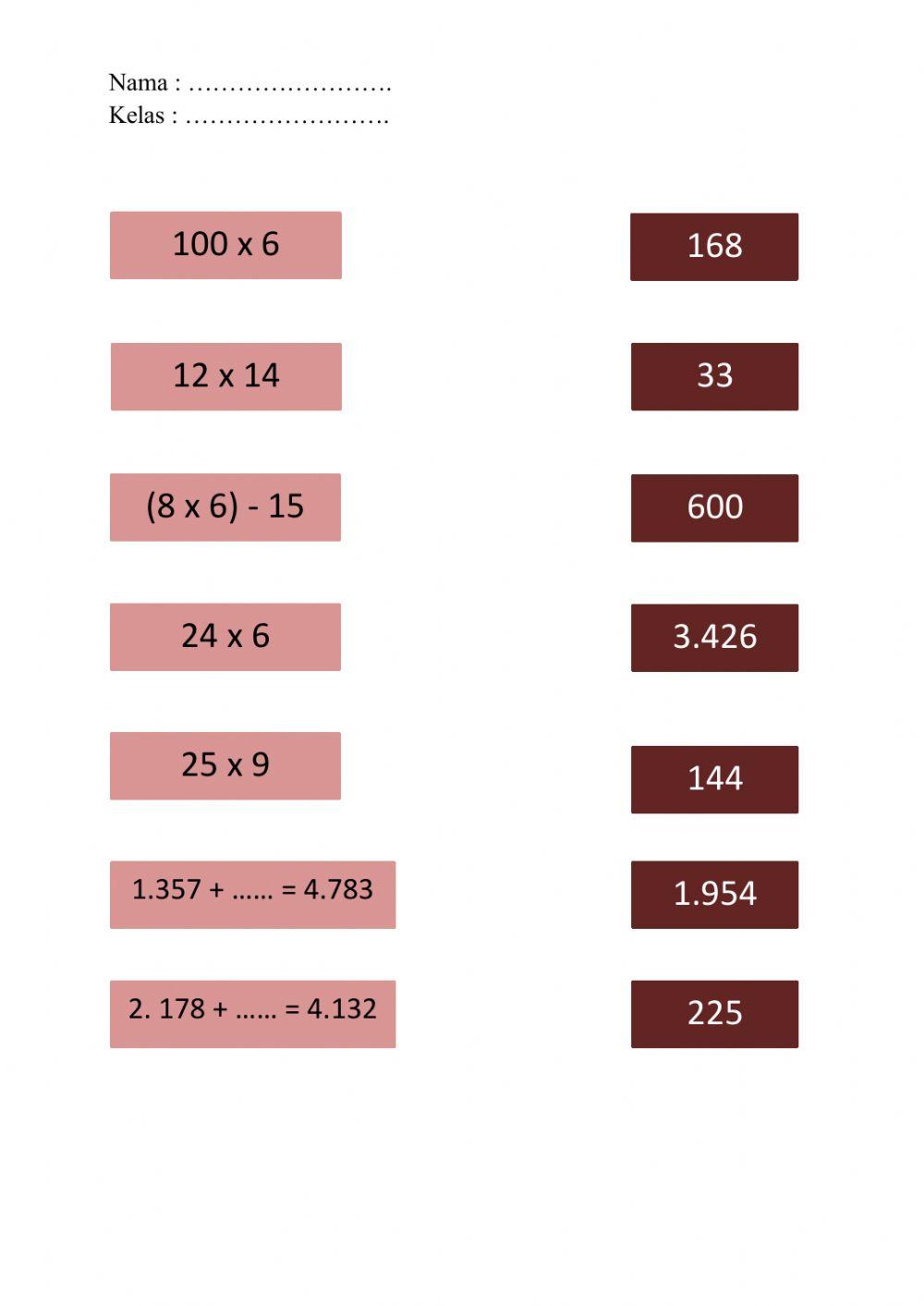 Latihan Soal Perkalian