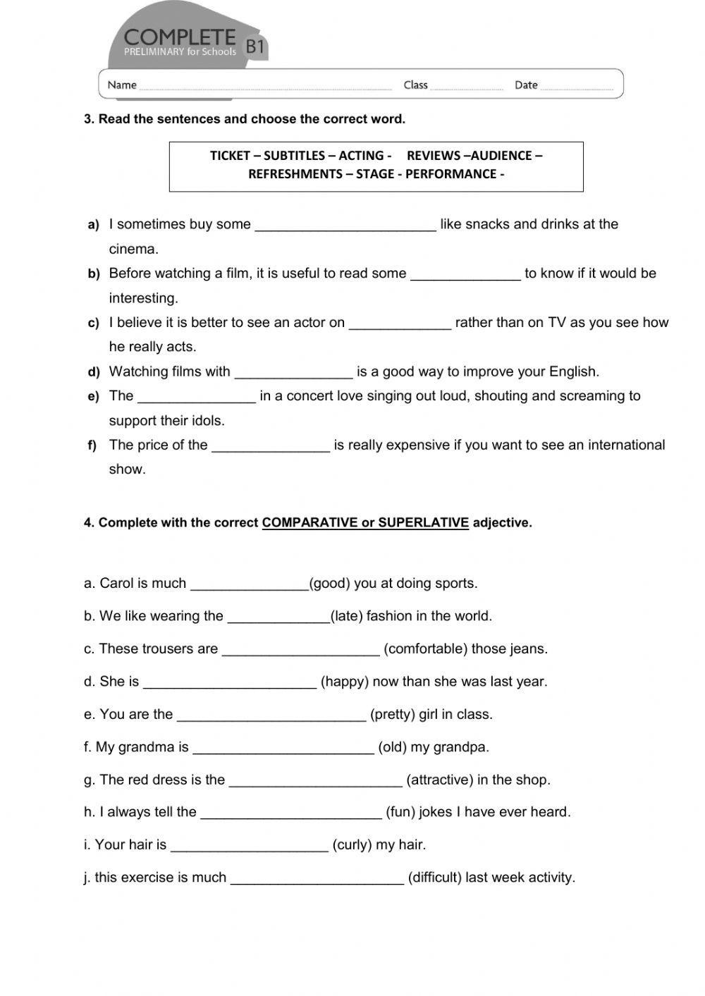 PRE PET - END of TERM EXAMS