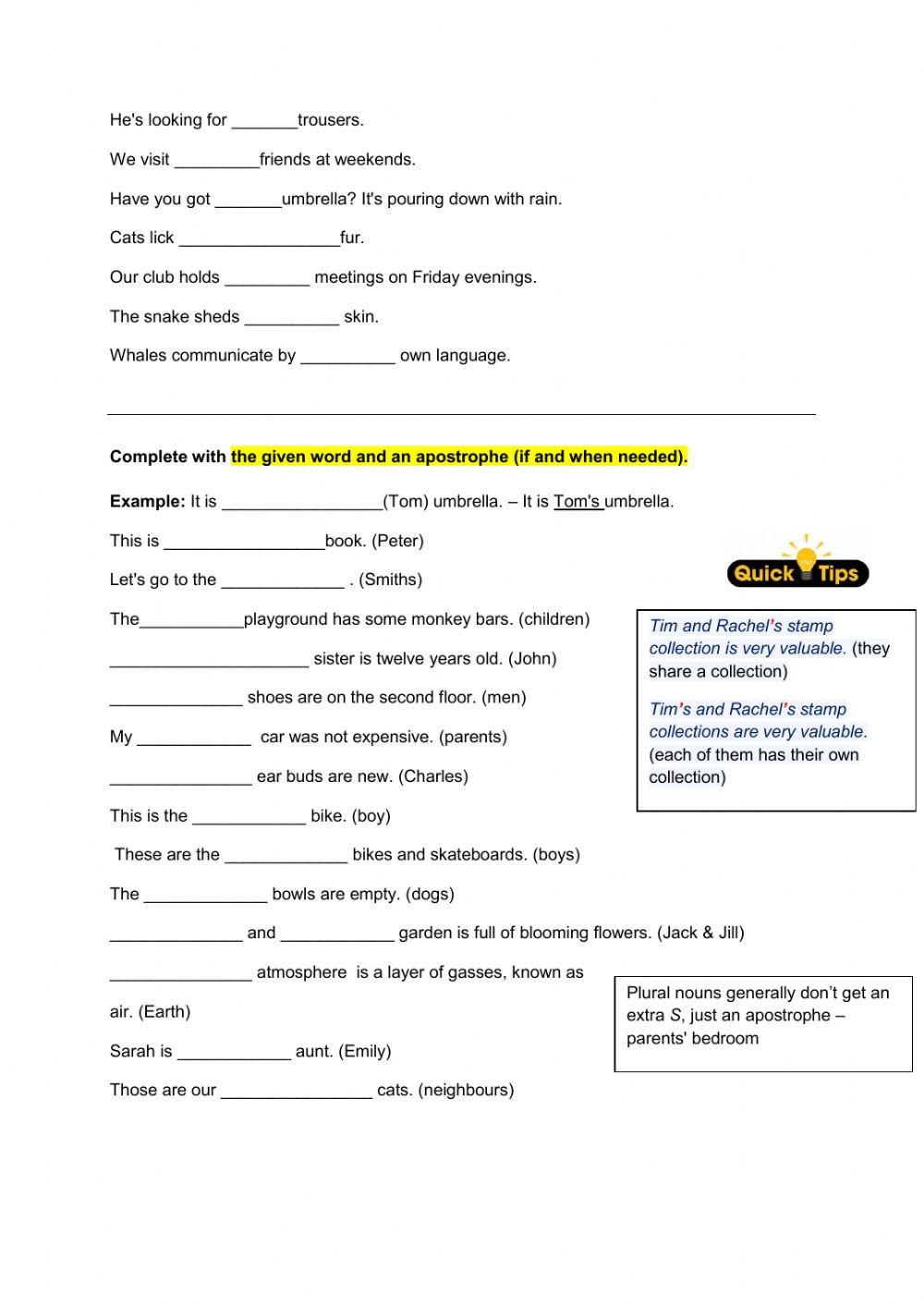 Expressing possession