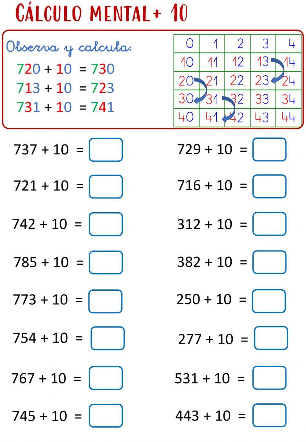 Cálculo mental 3 +10