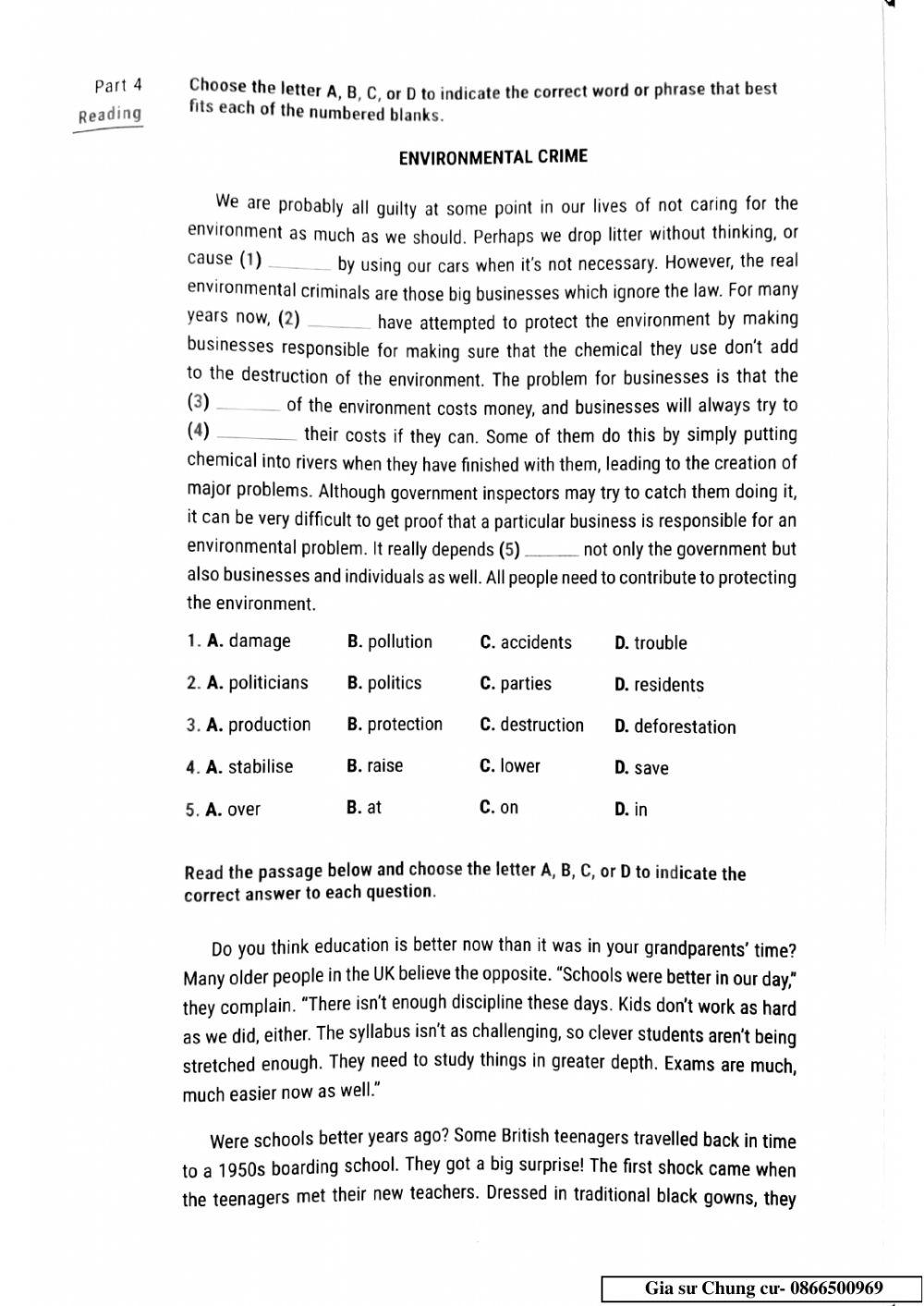 Lớp 11 - Kiểm tra 45 phút lần 3 Unit 6,7,8