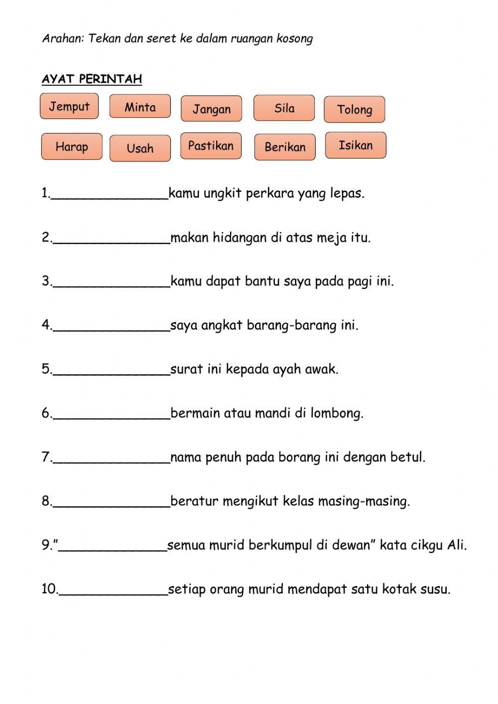 Ayat perintah(silaan,permintaan,larangan)