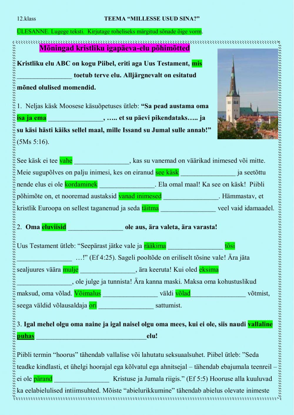 12.klass Millesse usud sina?