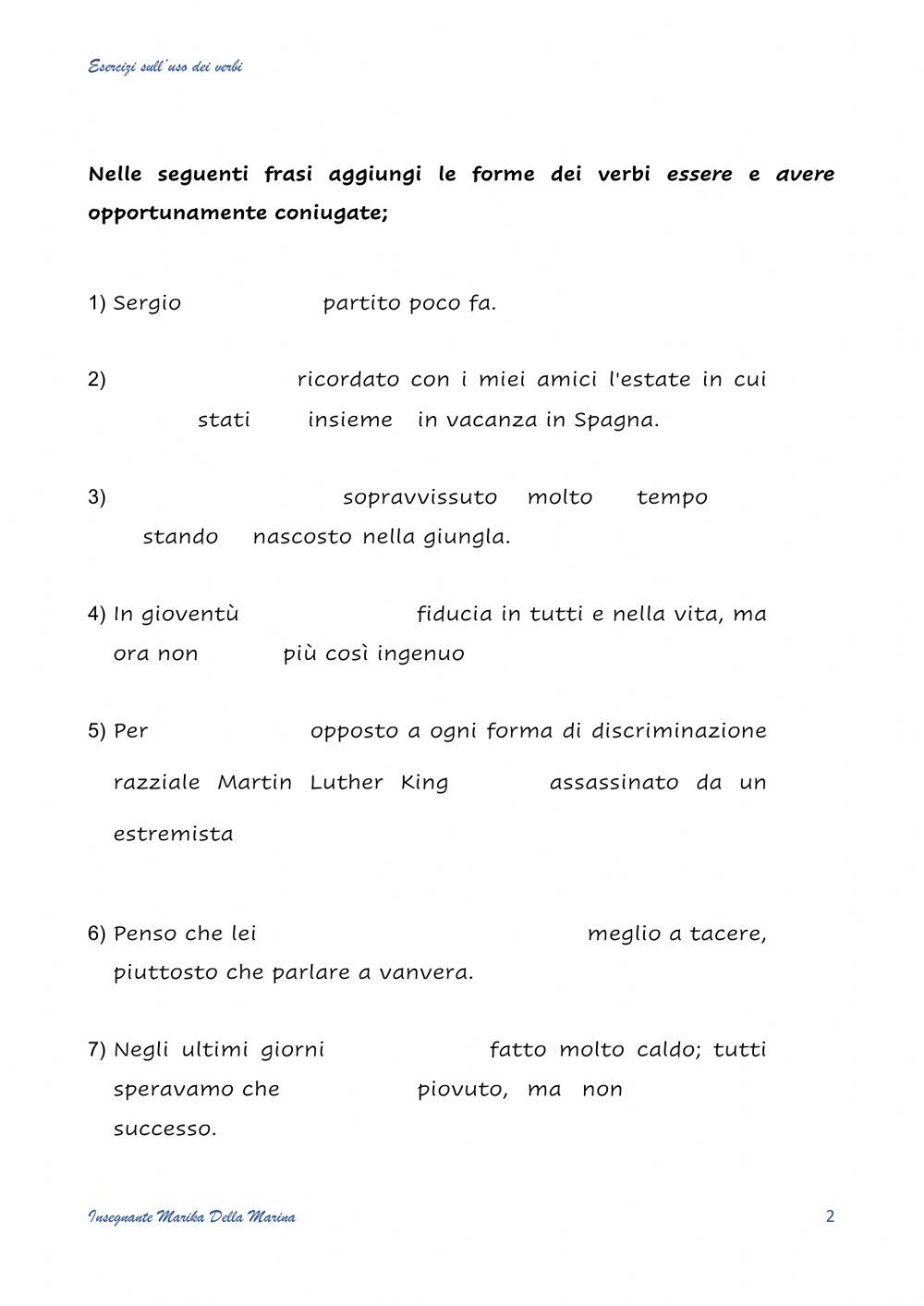 Uso corretto dei tempi verbali