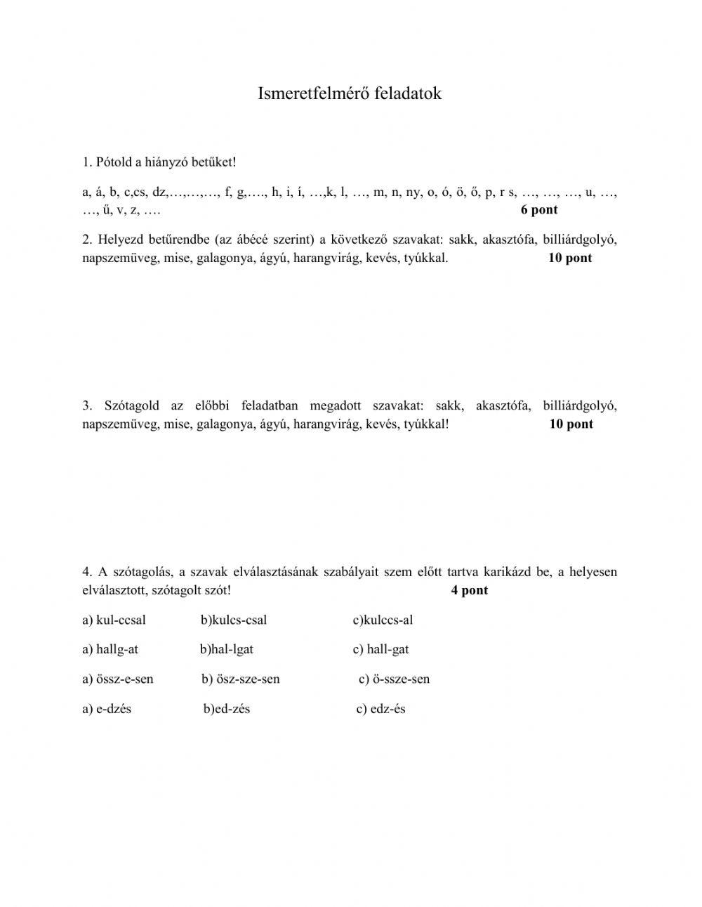 Betűrend és szótagolás