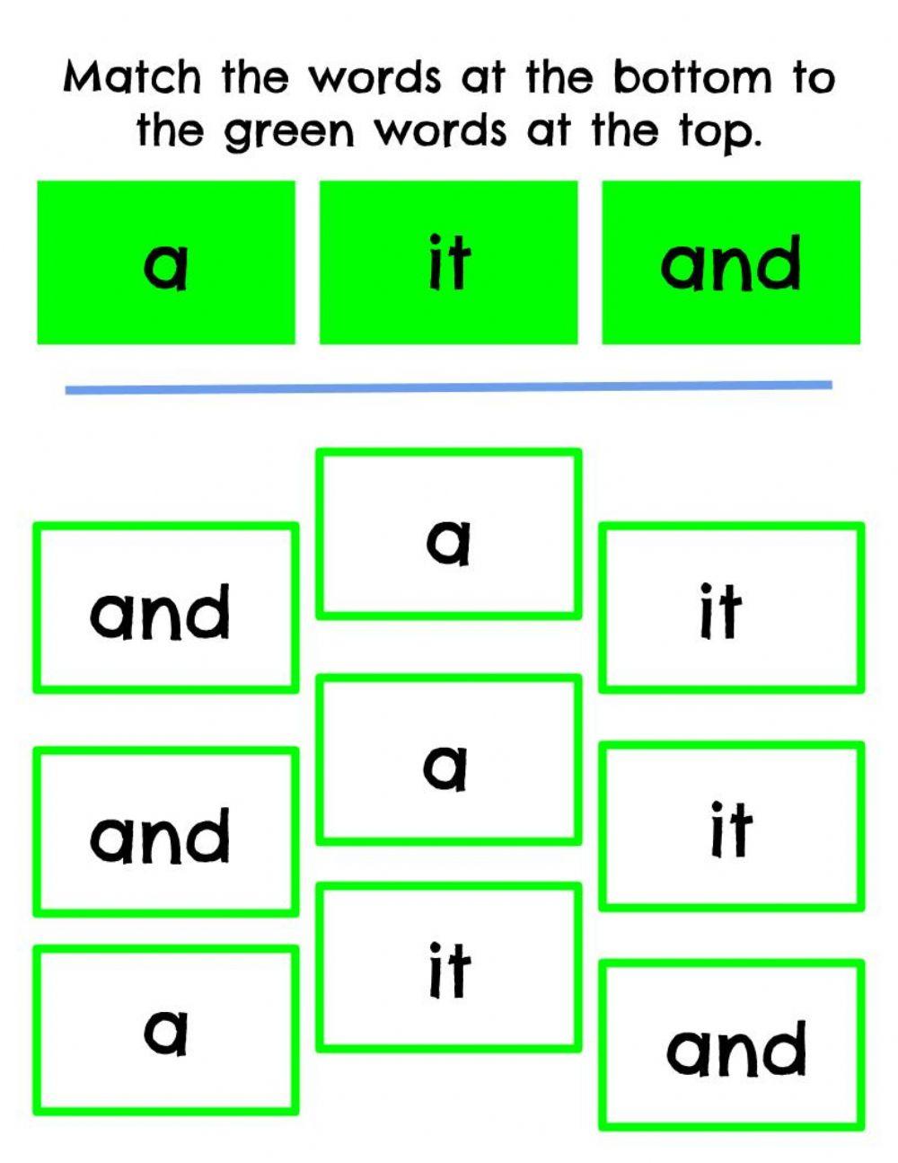 Match Sight Words - a, it, and