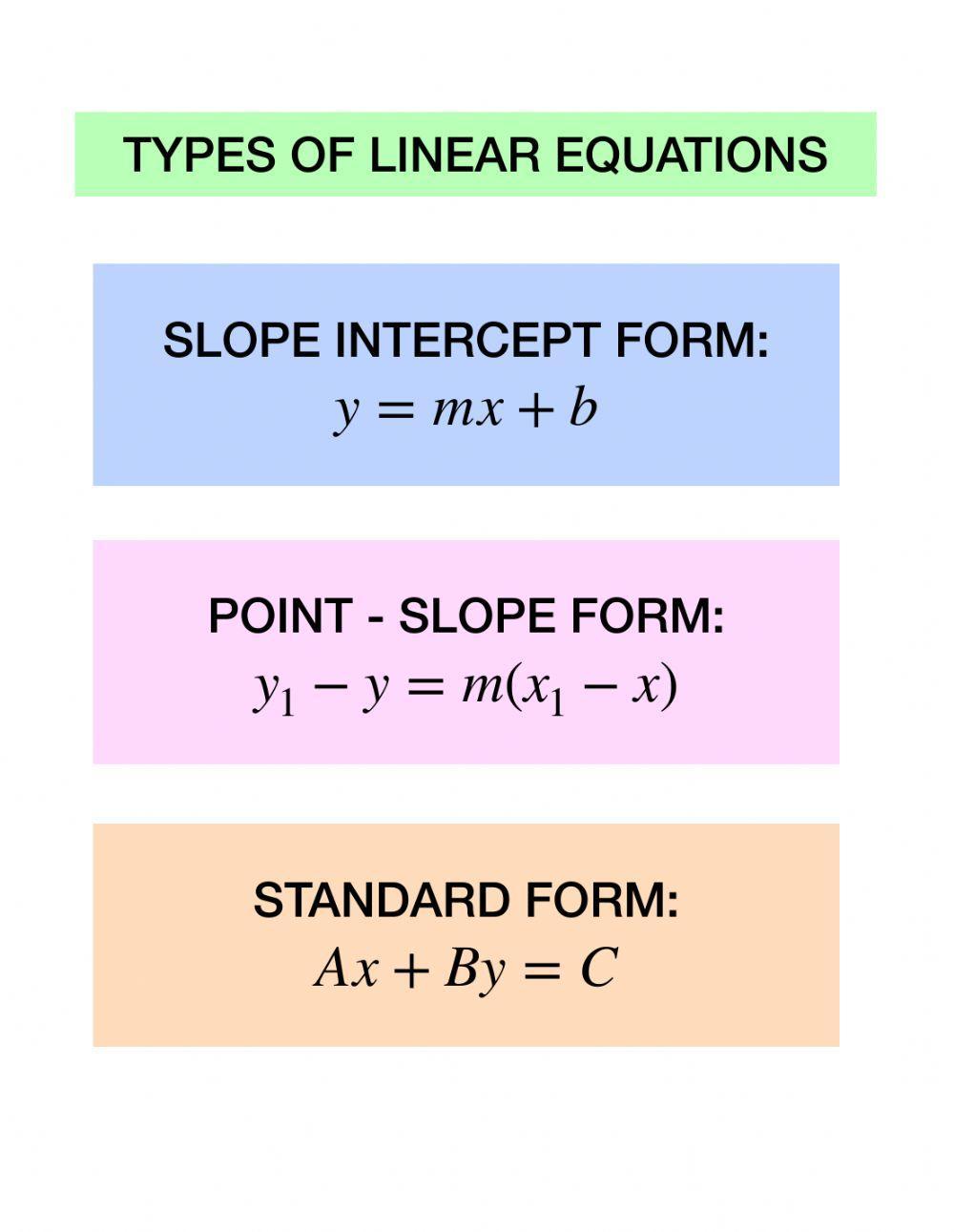 Types of Linear Equations