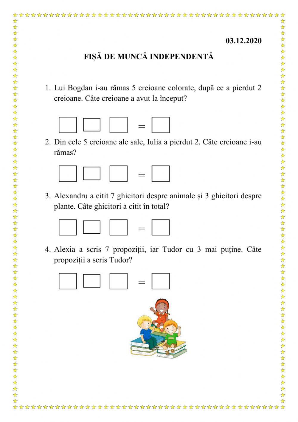 Fișă de lucru - probleme simple