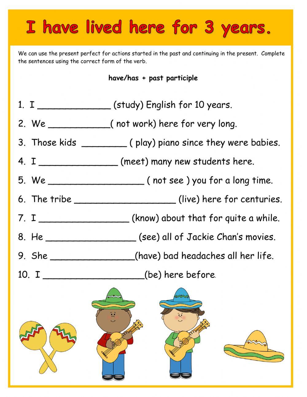 Present Perfect Fill in the Blanks