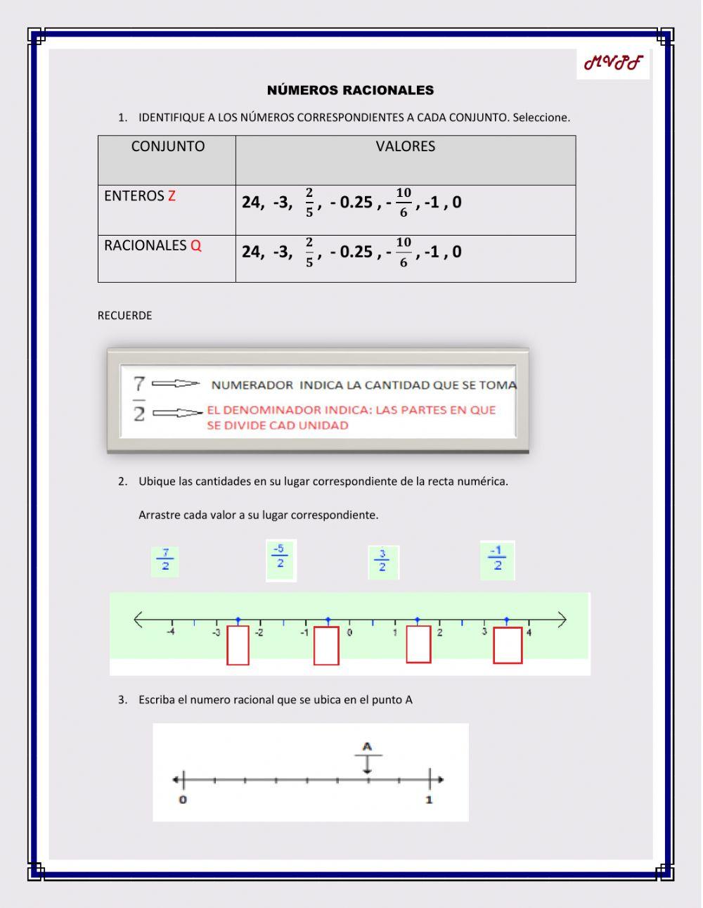 Conjunto q en la recta numerica