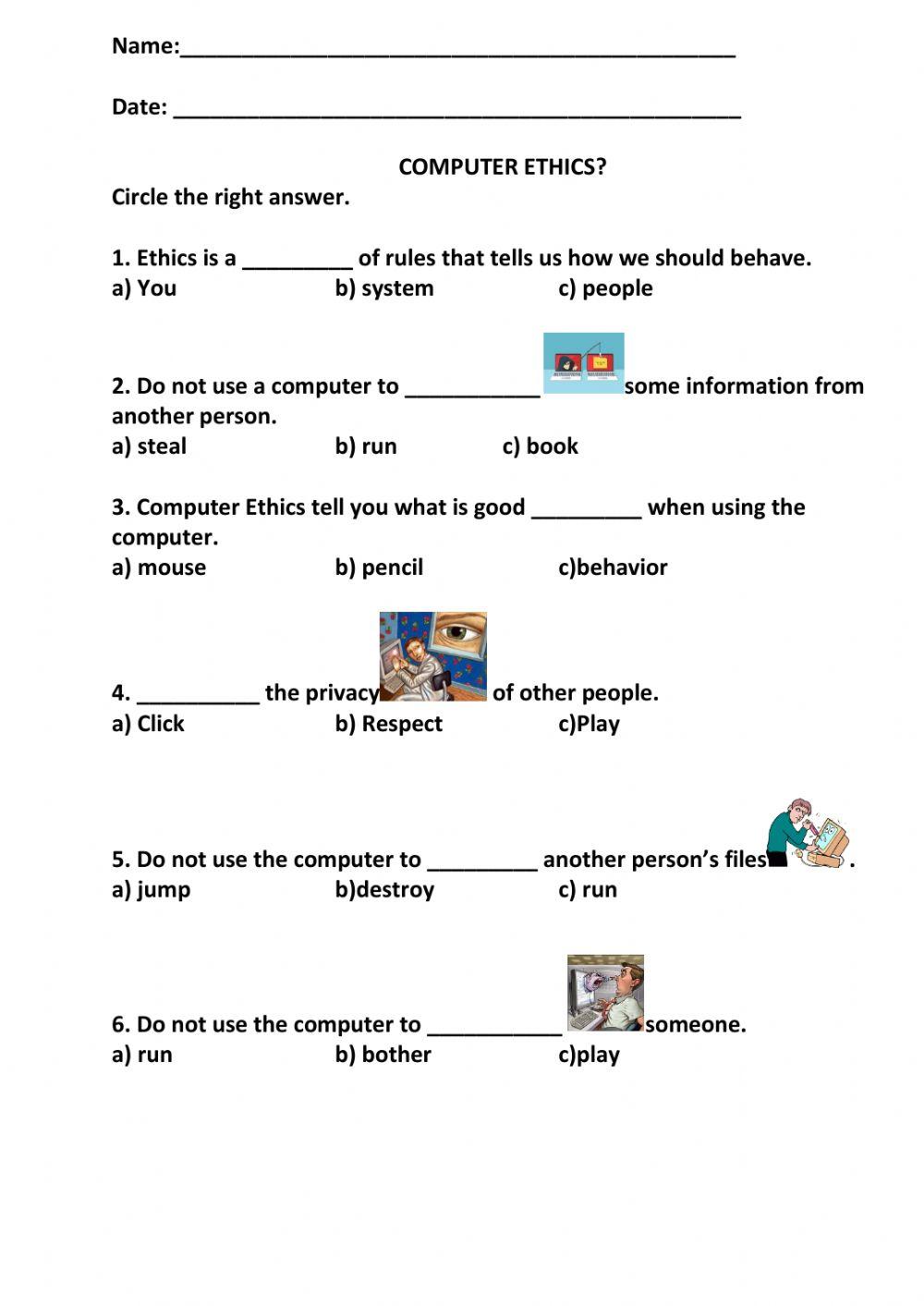 Computer ethics group 4 part 3 online exercise for live worksheets