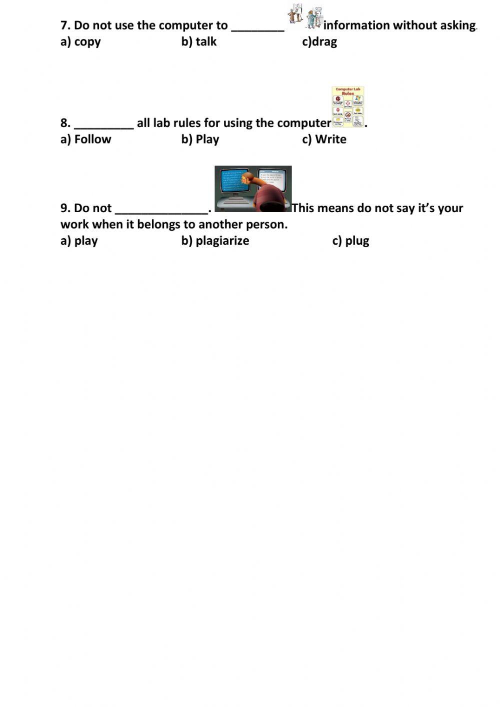 computer ethics group 4 part 3 online exercise for | Live Worksheets