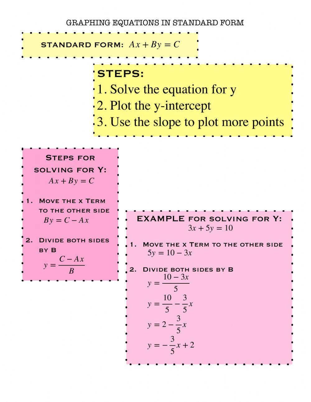Graphing Linear Equations in Standard Form worksheet | Live Worksheets