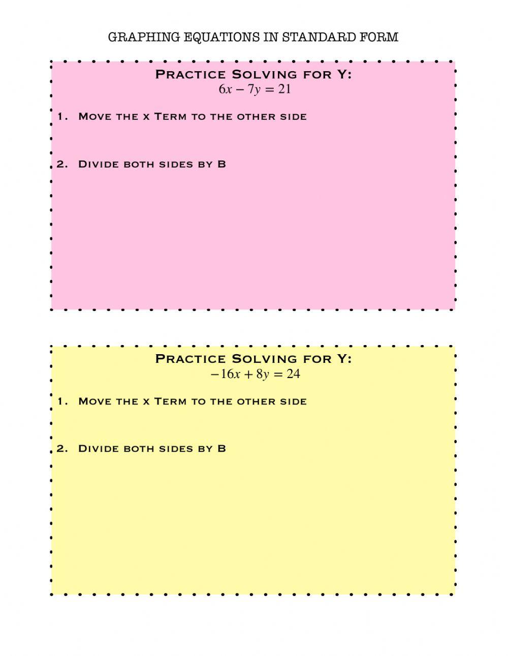 Graphing Linear Equations in Standard Form