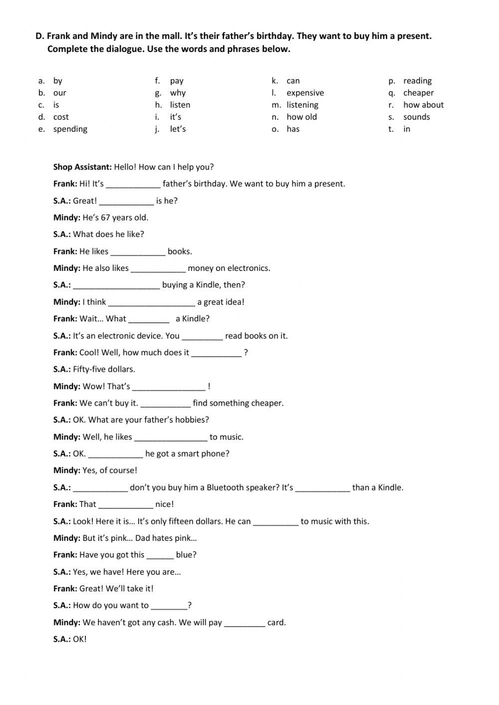 Making suggestions and asking questions