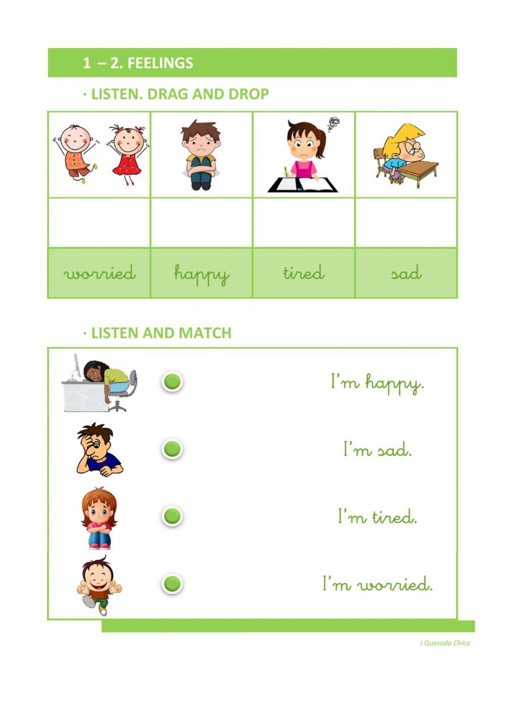 1-2. FEELINGS. DRAG AND DROP MATCH