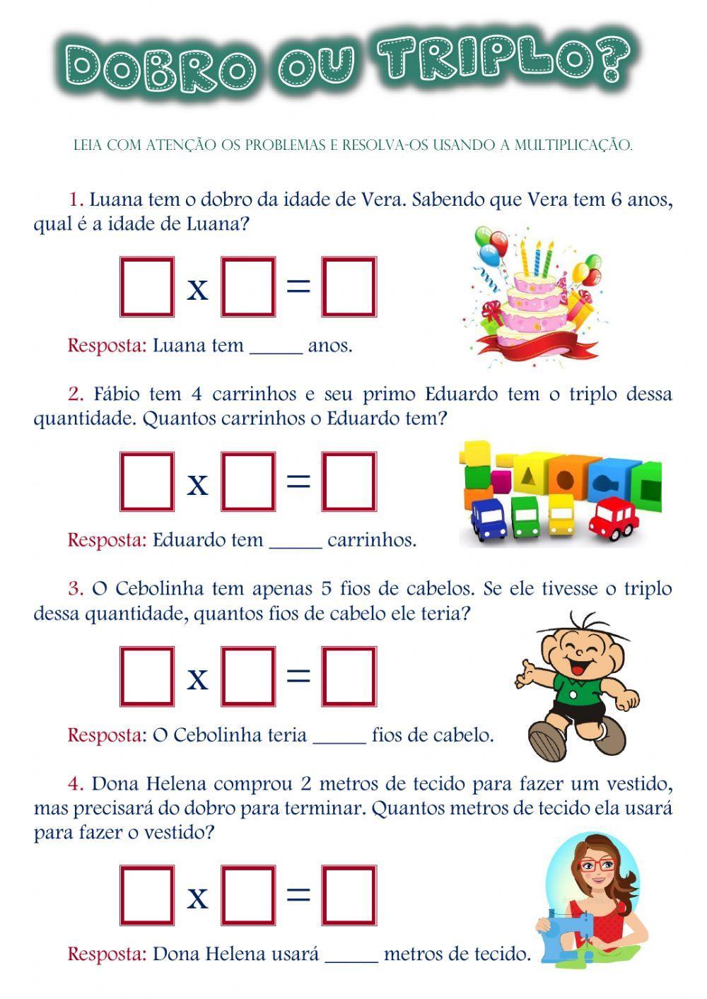 Print Map Quiz: Dobro e triplo (mathematics - 2º Ensino