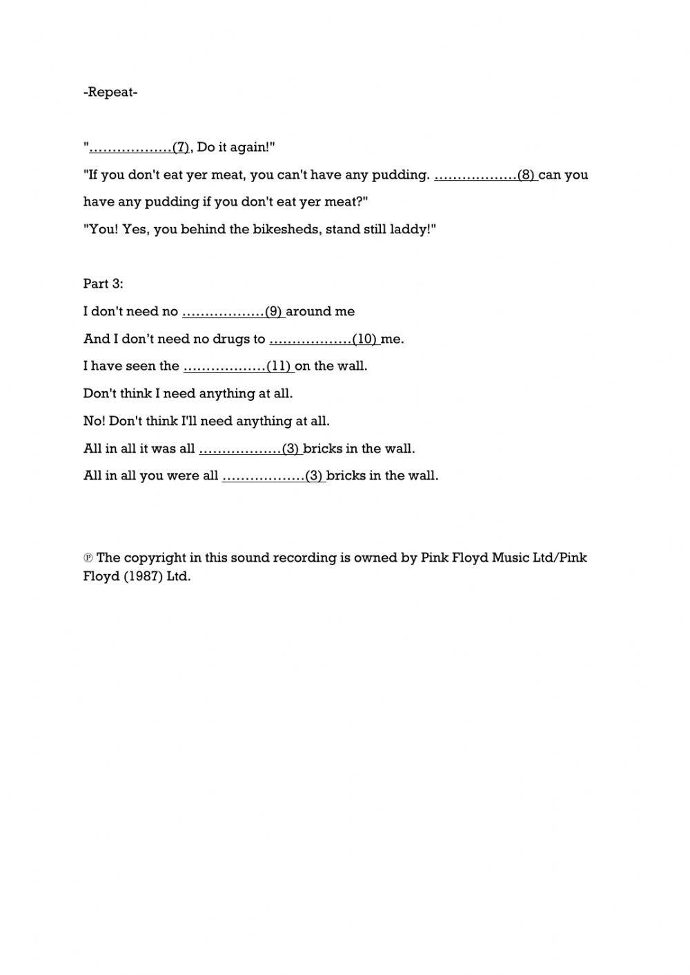 Pink Floyd - Another Brick in the Wall