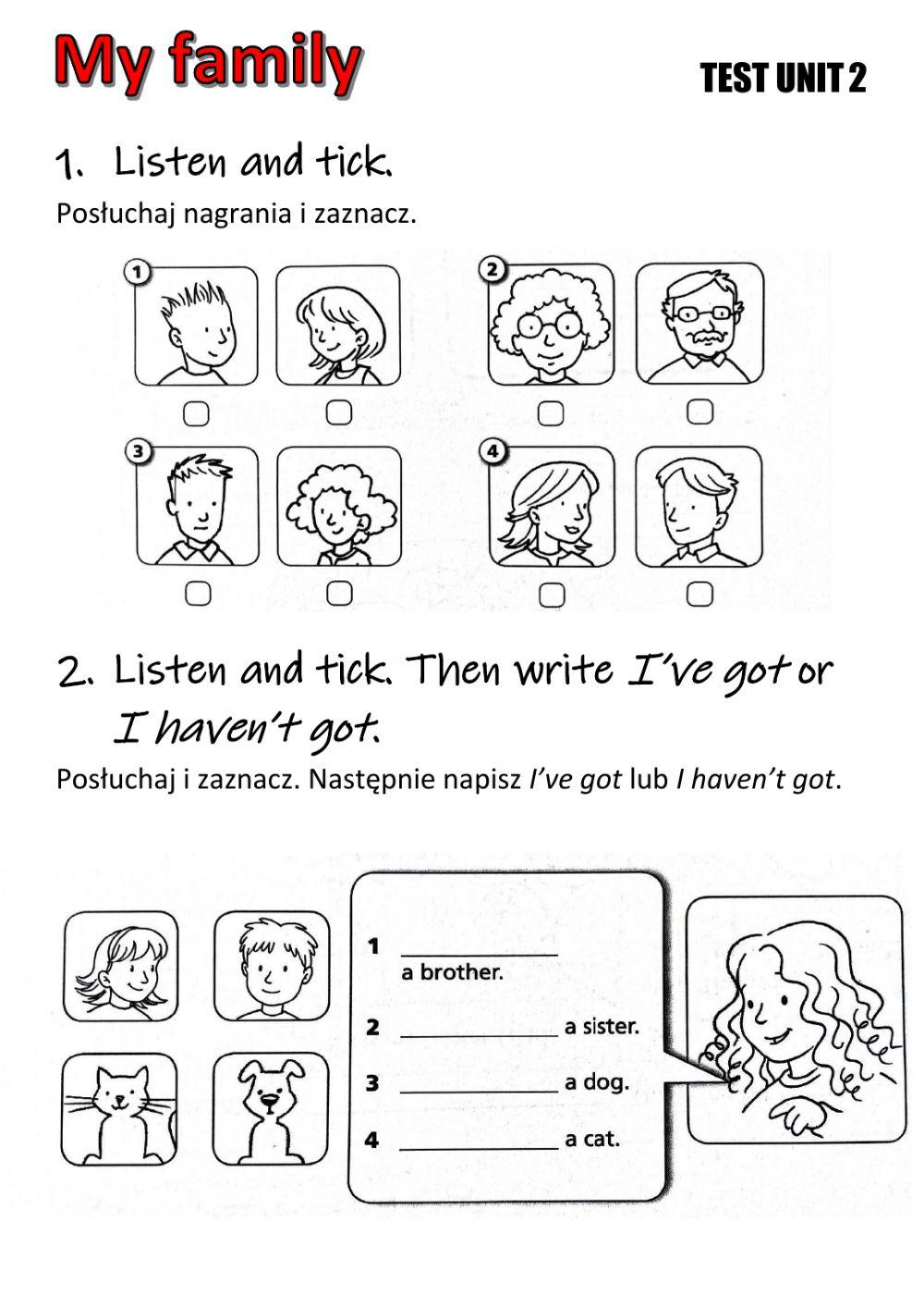 Test unit 2 my family