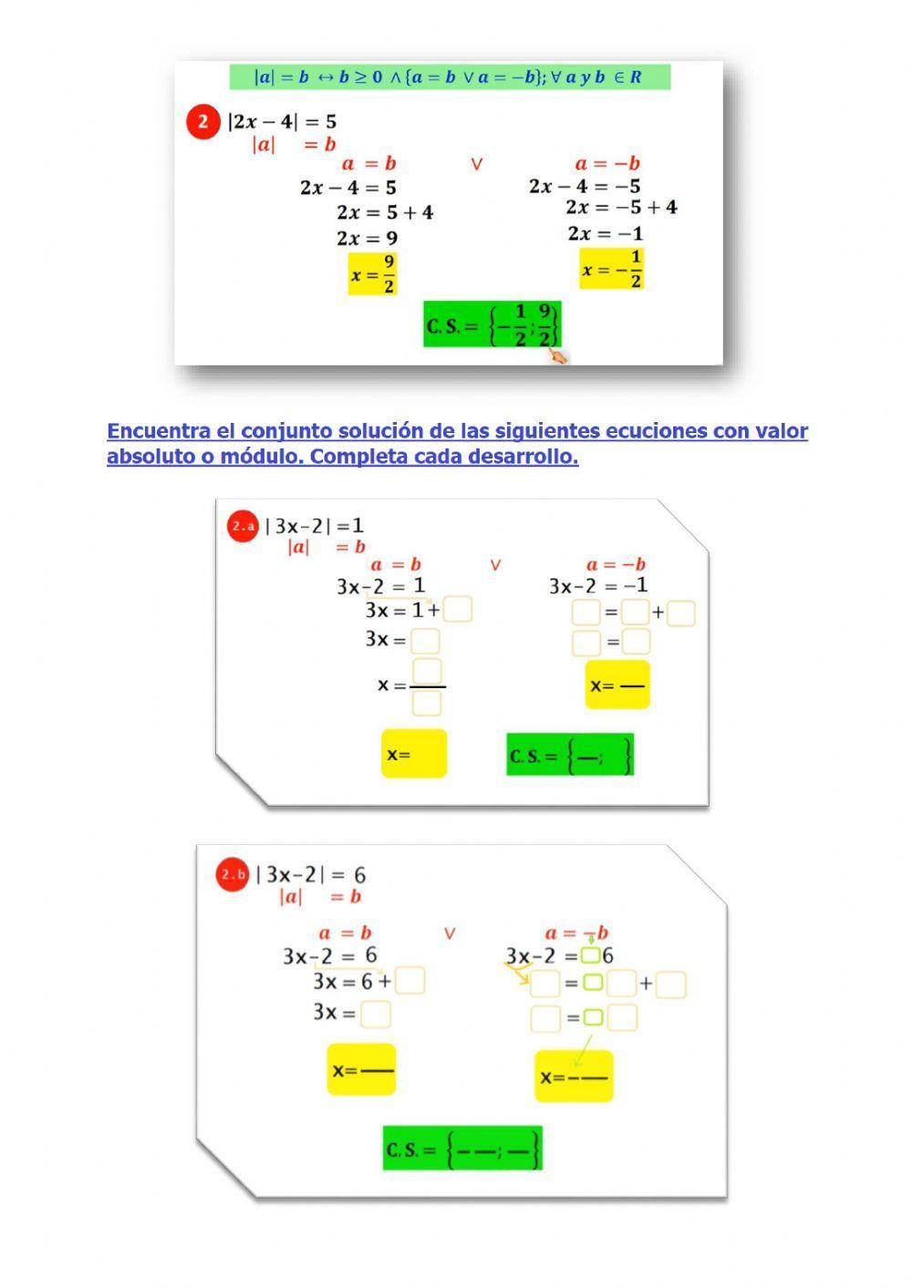 Ecuaciones con valor absoluto o módulo.