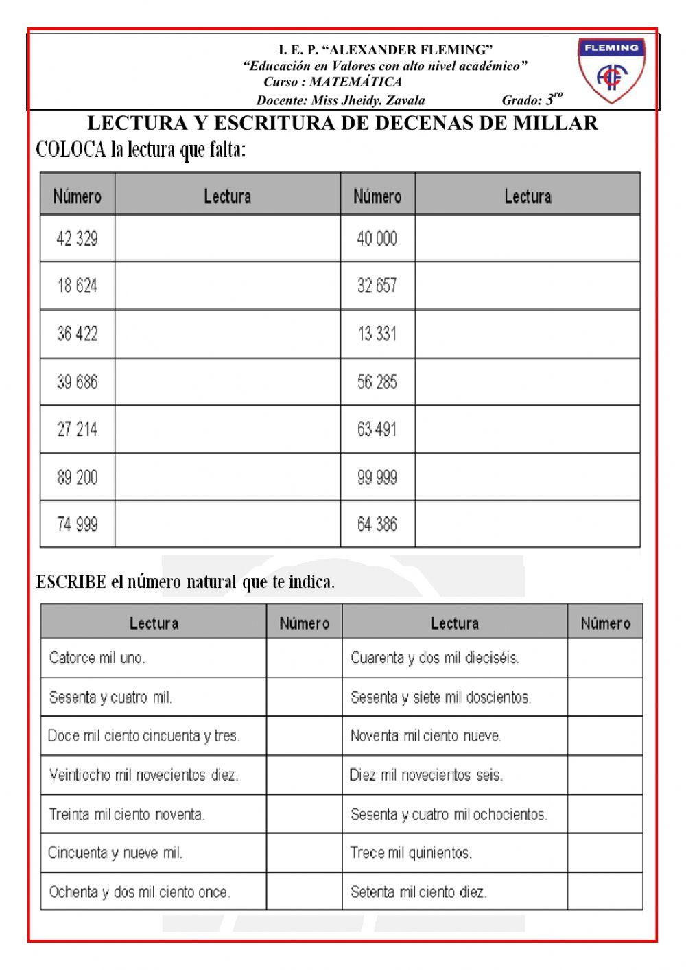Lectura de decenas de millar
